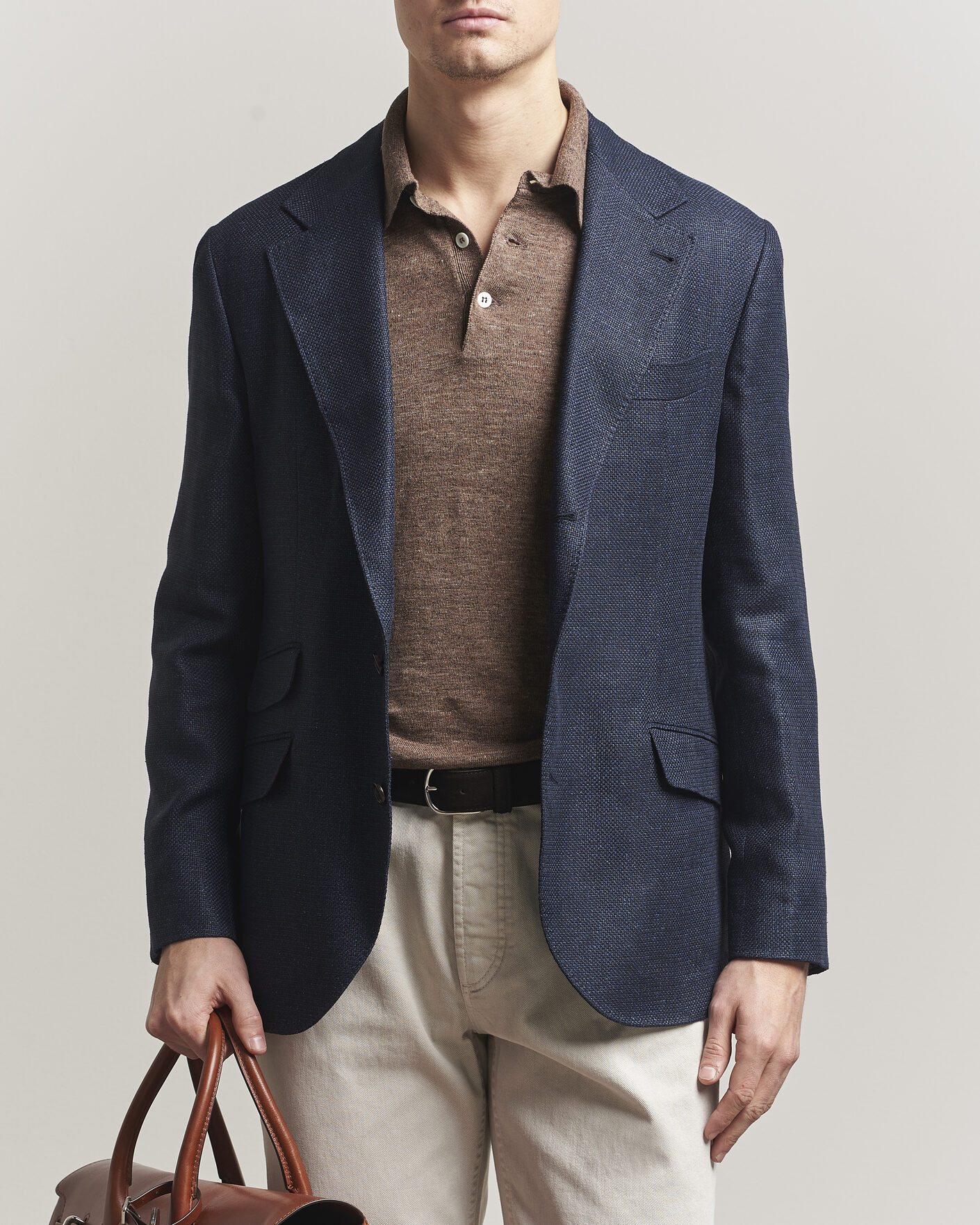 Uomini | Blazers | Brunello Cucinelli | Linen/Silk Hopsack Blazer Navy