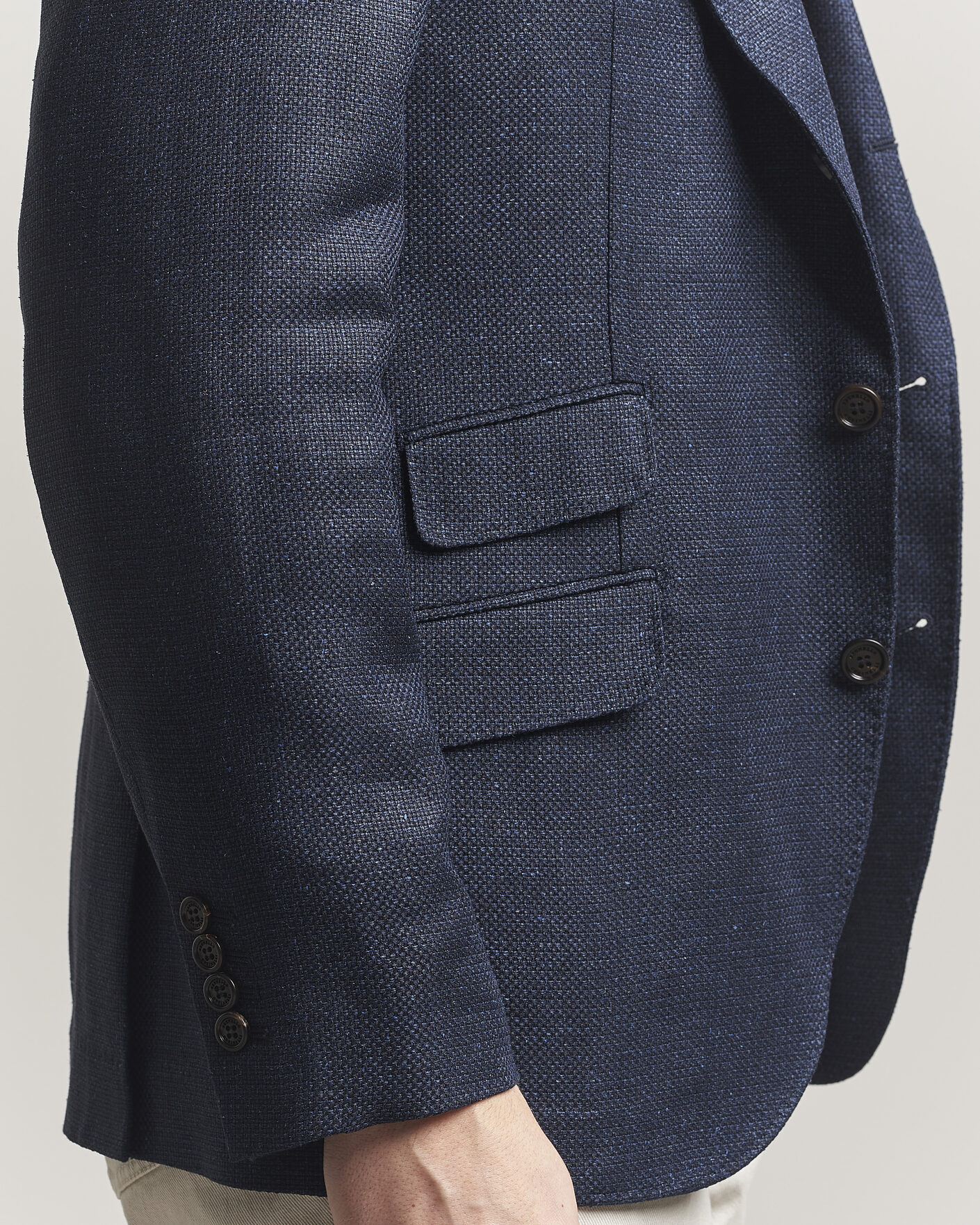 Uomini | Blazers | Brunello Cucinelli | Linen/Silk Hopsack Blazer Navy