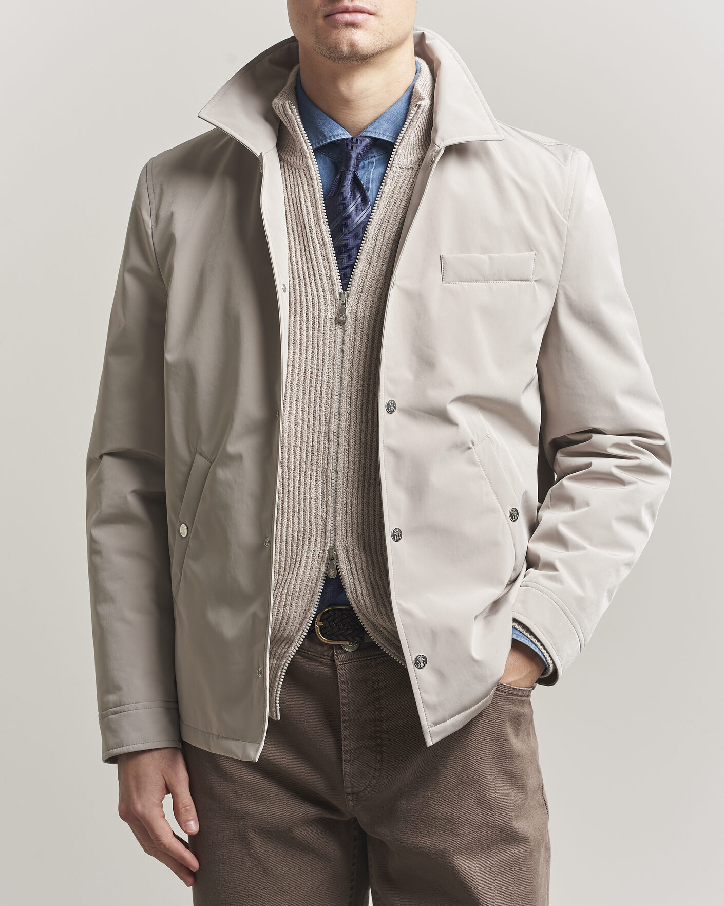 Uomini | Giacche | Brunello Cucinelli | Nylon Padded Jacket Beige