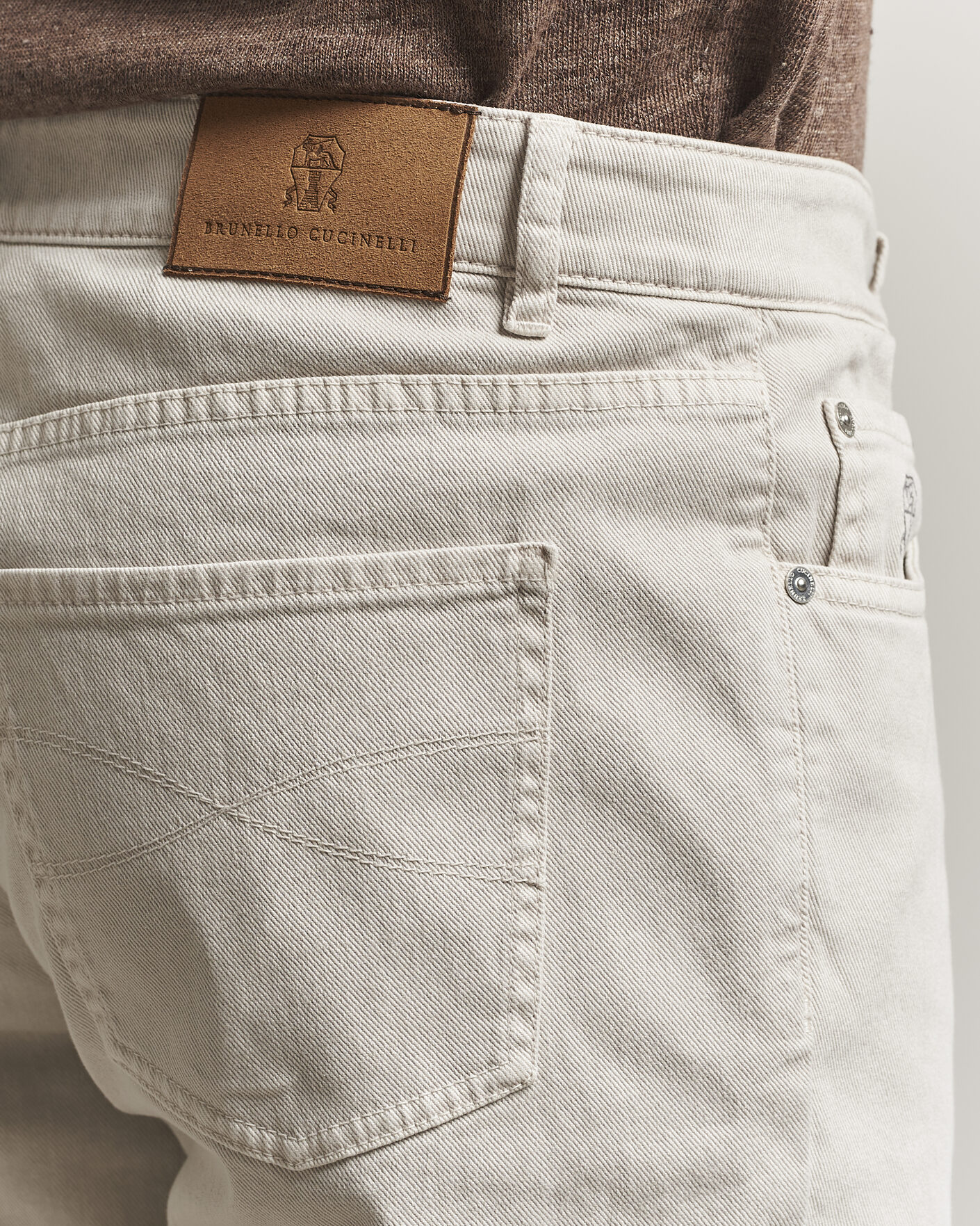 Uomini | Pantaloni | Brunello Cucinelli | Traditional Fit Bull Denim Pants Light Beige