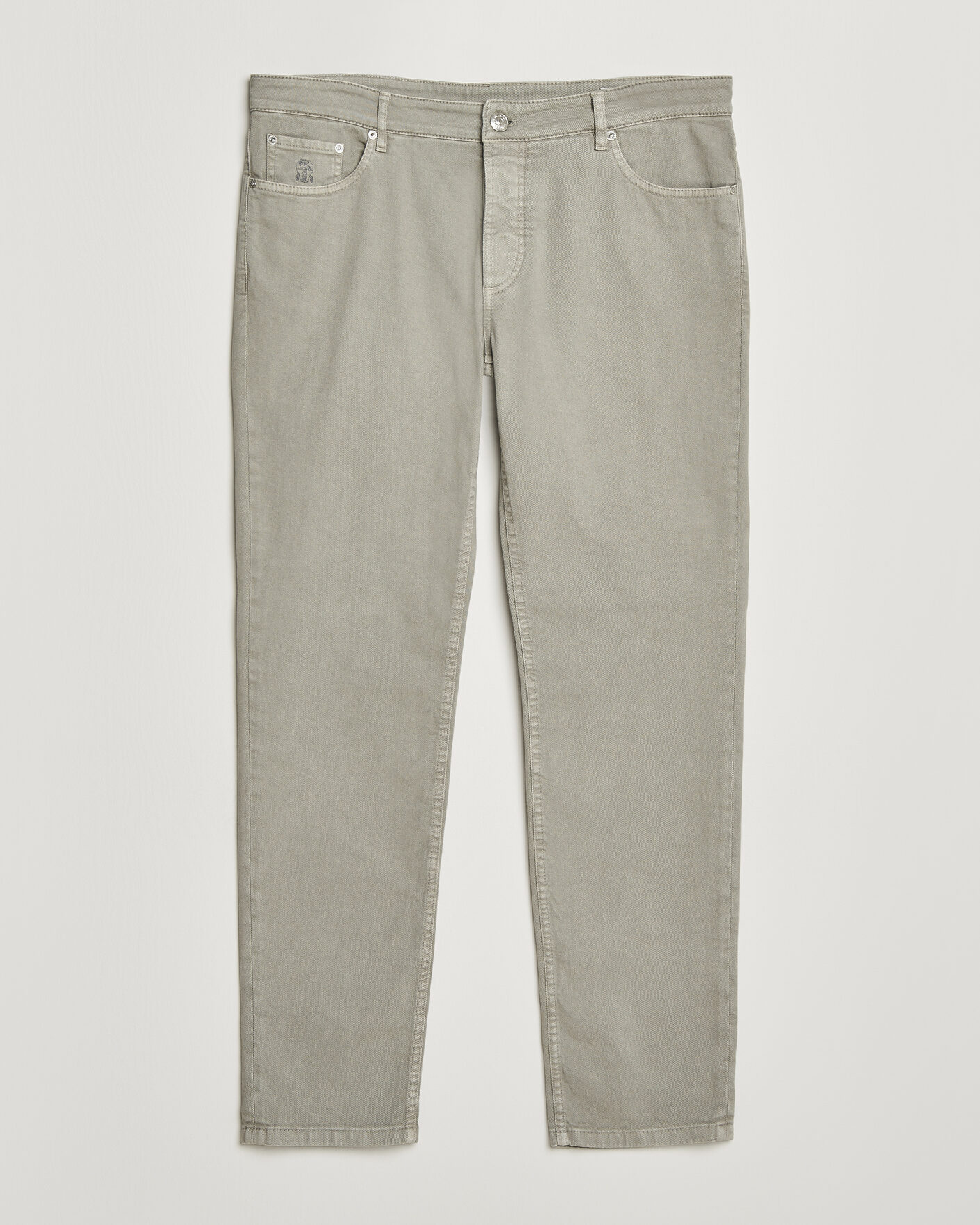 Uomini | Pantaloni | Brunello Cucinelli | Traditional Fit Bull Denim Pants Olive