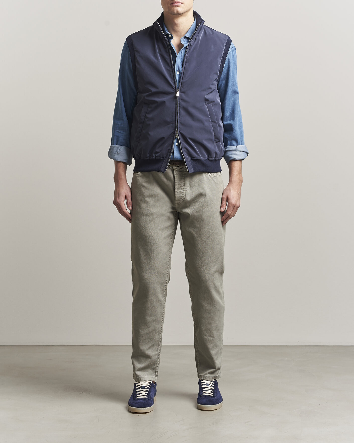 Uomini | Pantaloni | Brunello Cucinelli | Traditional Fit Bull Denim Pants Olive