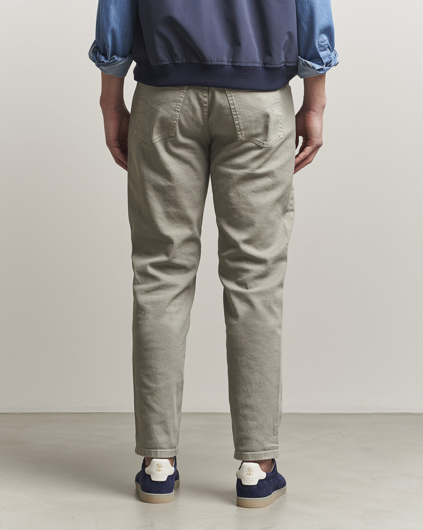 Uomini | Pantaloni | Brunello Cucinelli | Traditional Fit Bull Denim Pants Olive