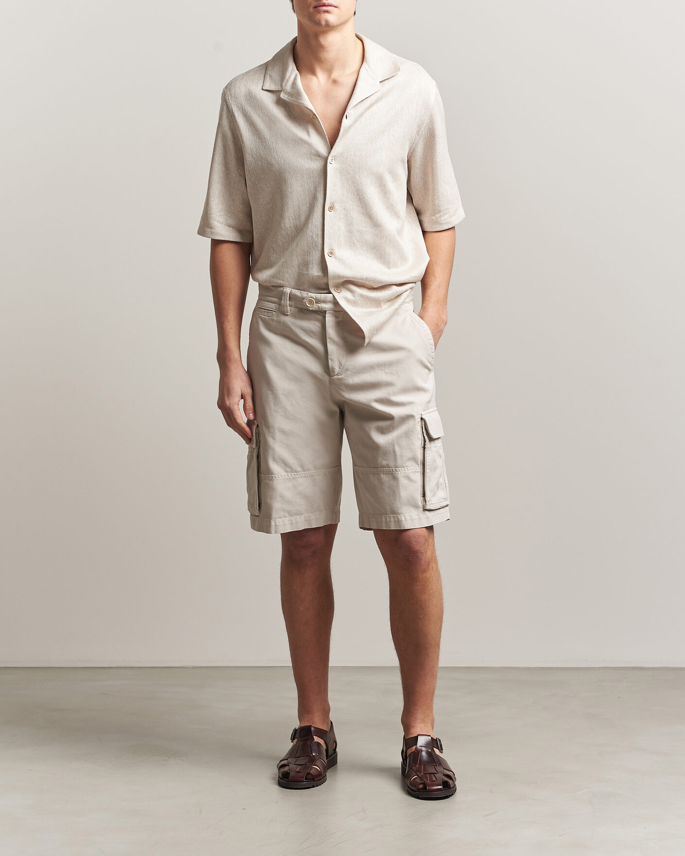 Uomini | Pantaloncini | Brunello Cucinelli | Cotton Cargo Shorts Light Beige