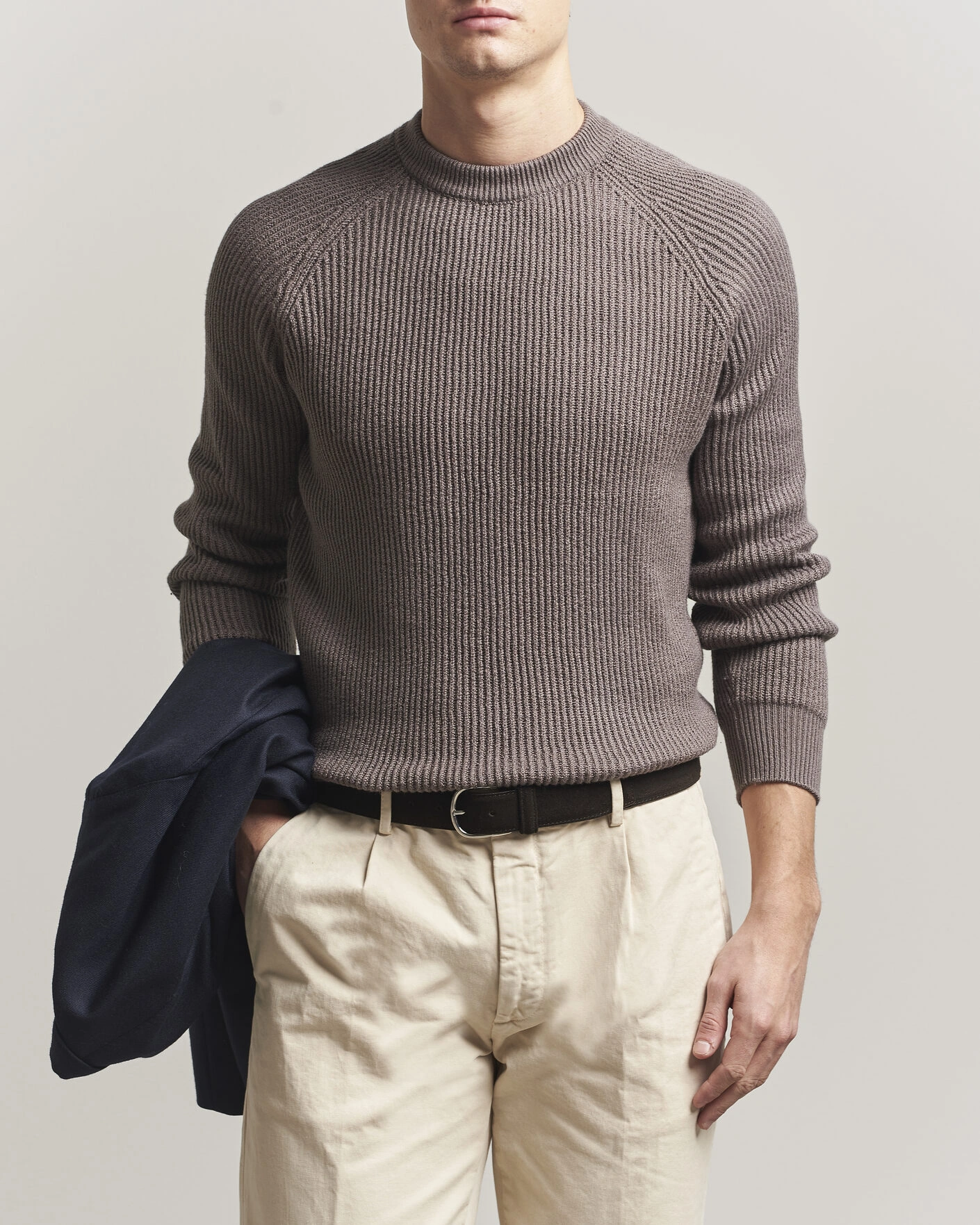 Uomini | Maglieria | Brunello Cucinelli | Heavy Cotton Rib Sweater Light Brown