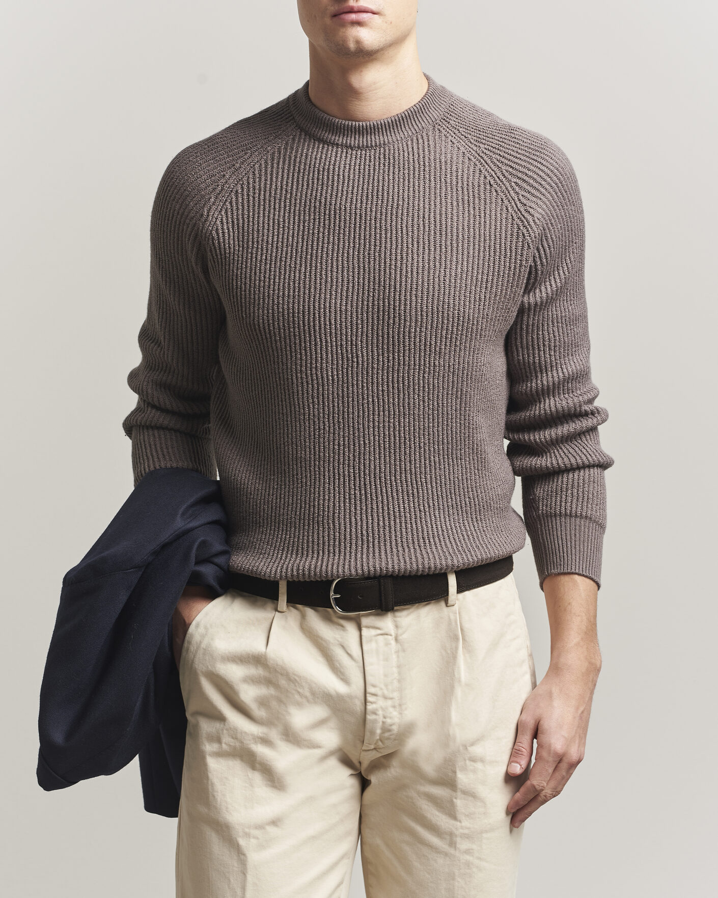 Uomini | Maglieria | Brunello Cucinelli | Heavy Cotton Rib Sweater Light Brown
