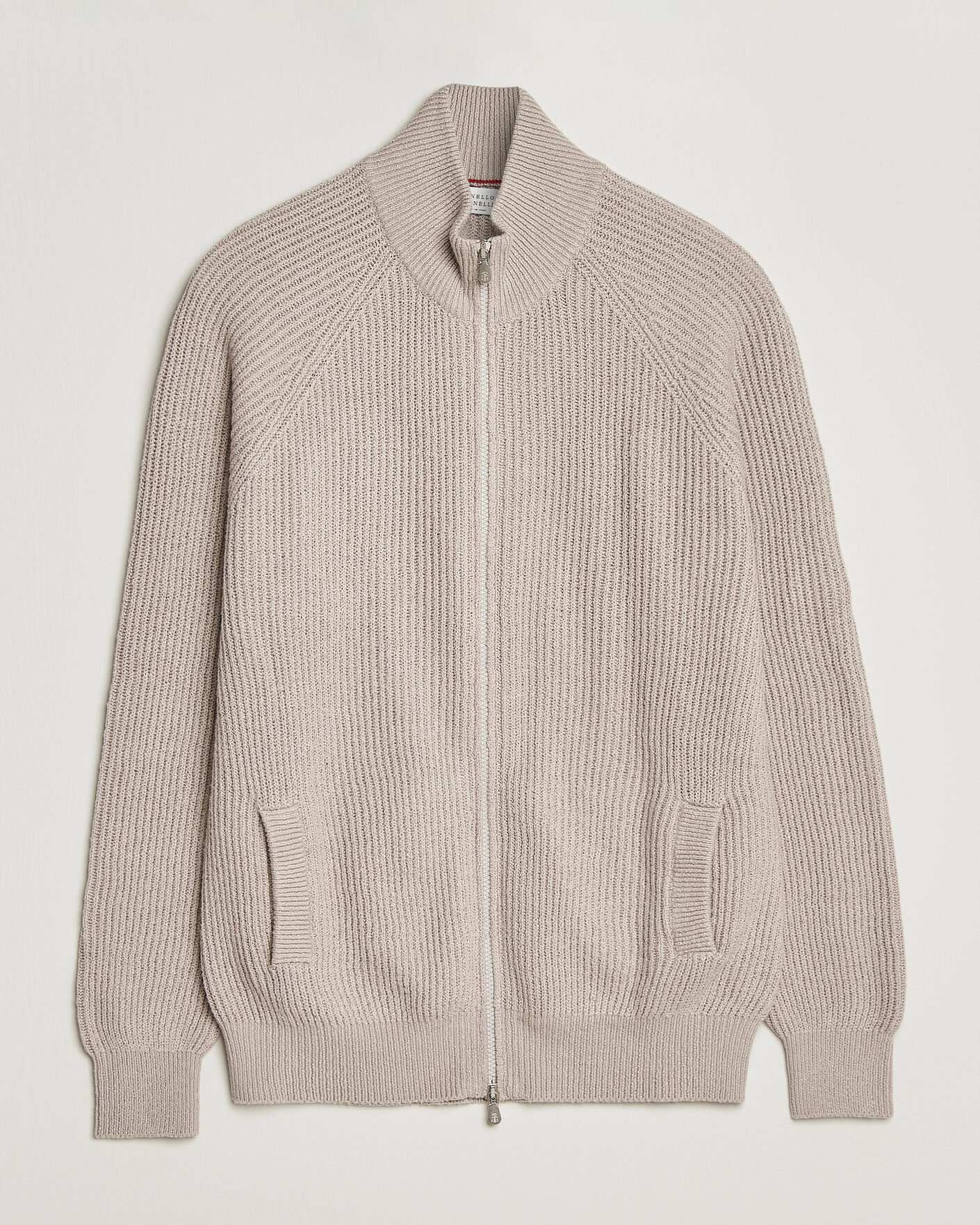 Uomini | Maglieria | Brunello Cucinelli | Heavy Cotton Rib Zip Cardigan Beige