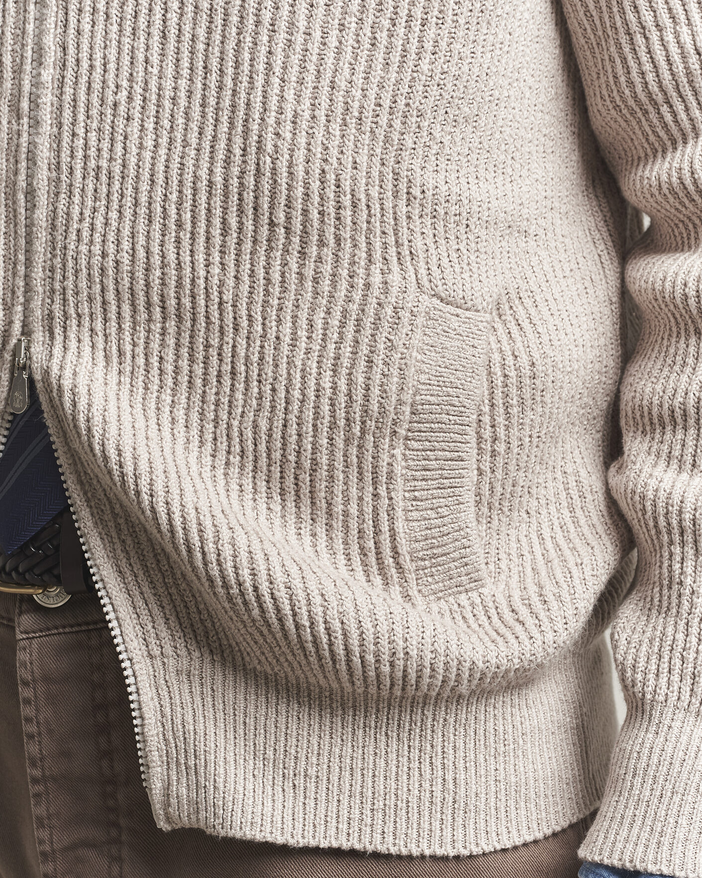 Uomini | Maglieria | Brunello Cucinelli | Heavy Cotton Rib Zip Cardigan Beige