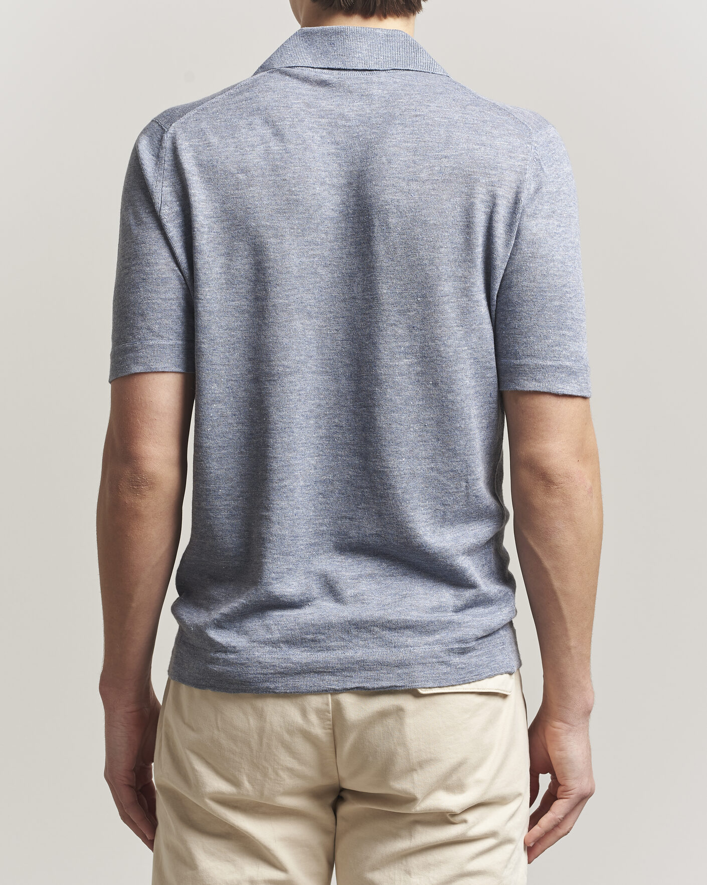 Uomini | Polo | Brunello Cucinelli | Linen Knitted Polo Light Blue