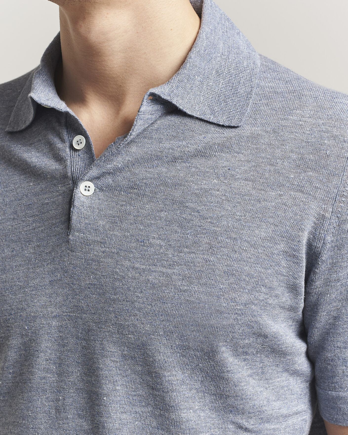 Uomini | Polo | Brunello Cucinelli | Linen Knitted Polo Light Blue