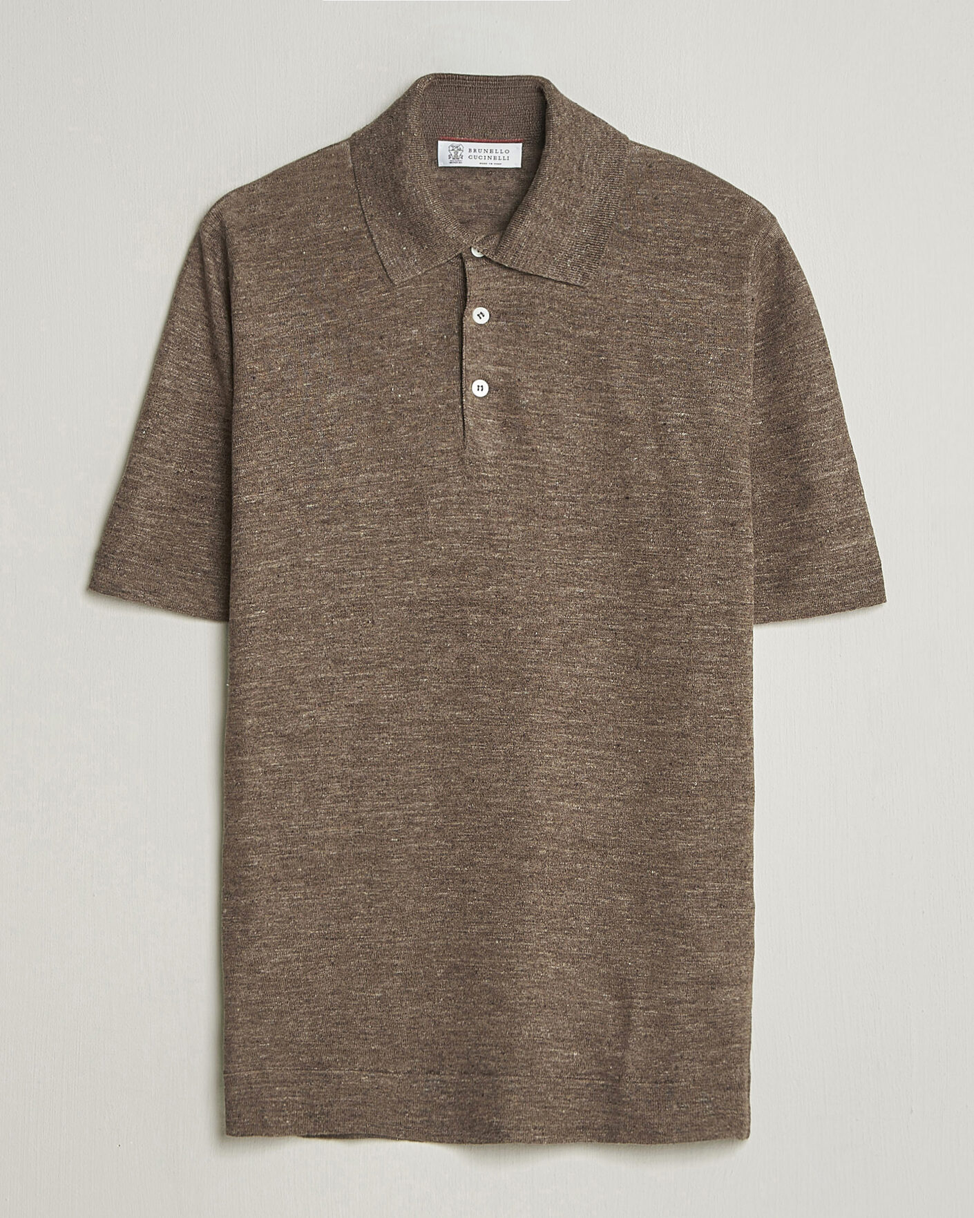 Uomini | Polo | Brunello Cucinelli | Linen Knitted Polo Brown