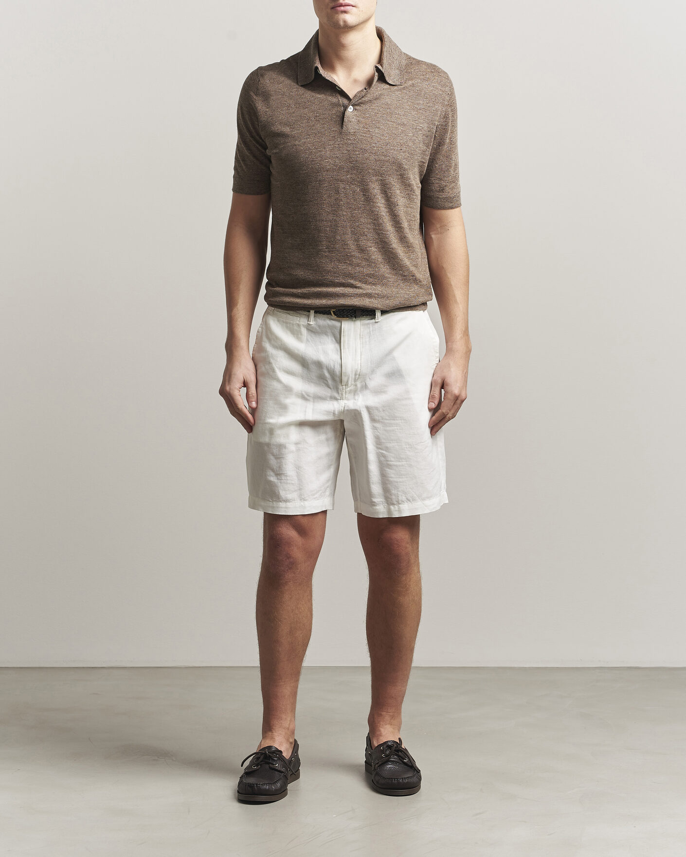 Uomini | Polo | Brunello Cucinelli | Linen Knitted Polo Brown