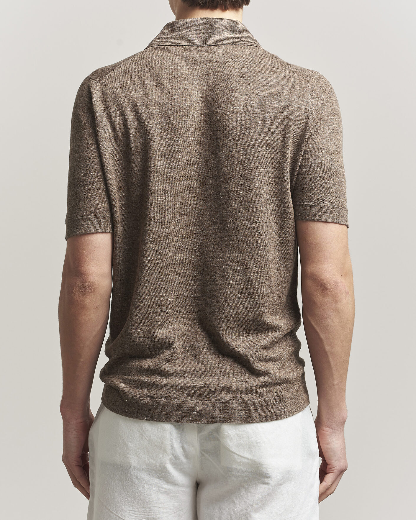 Uomini | Polo | Brunello Cucinelli | Linen Knitted Polo Brown