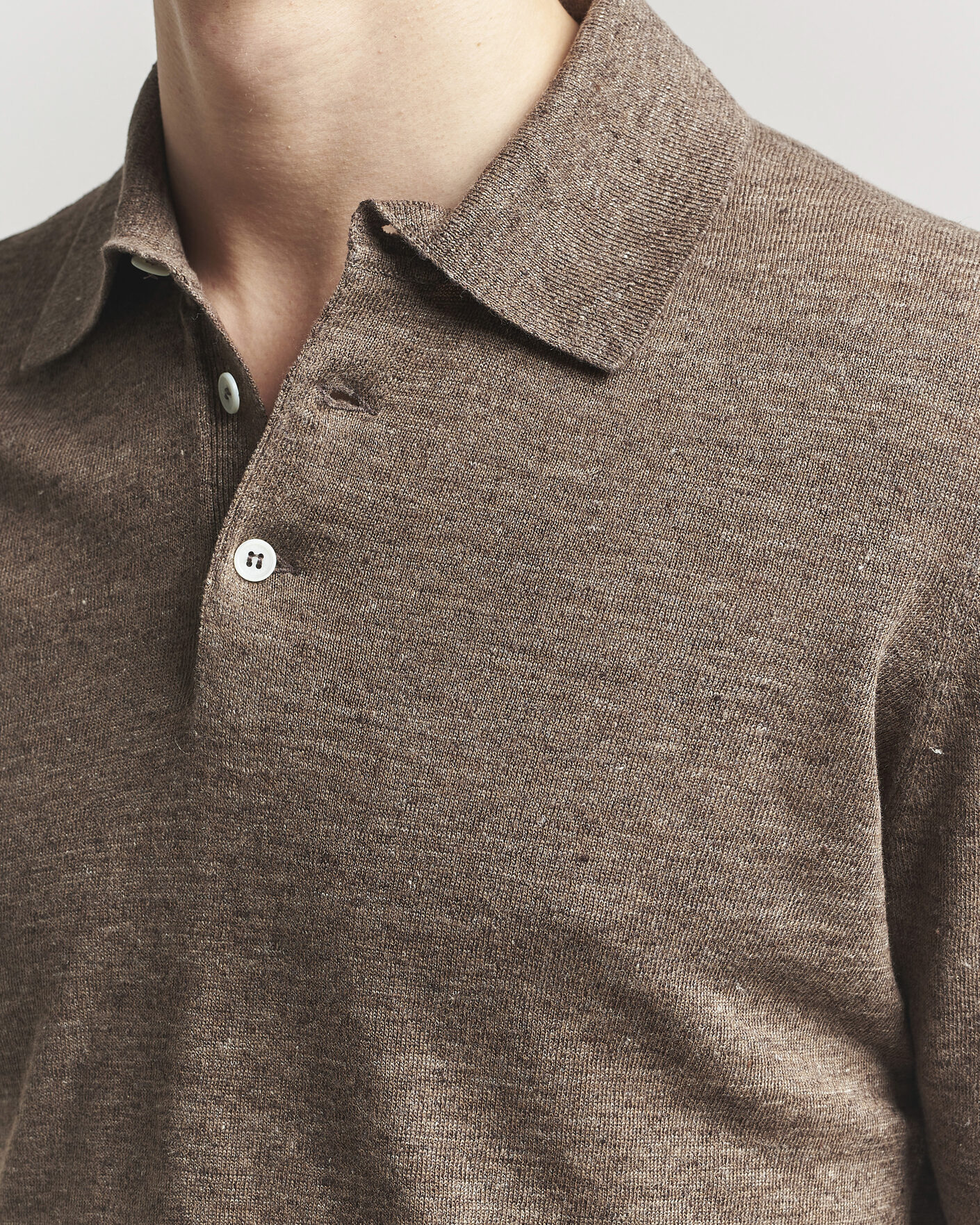 Uomini | Polo | Brunello Cucinelli | Linen Knitted Polo Brown