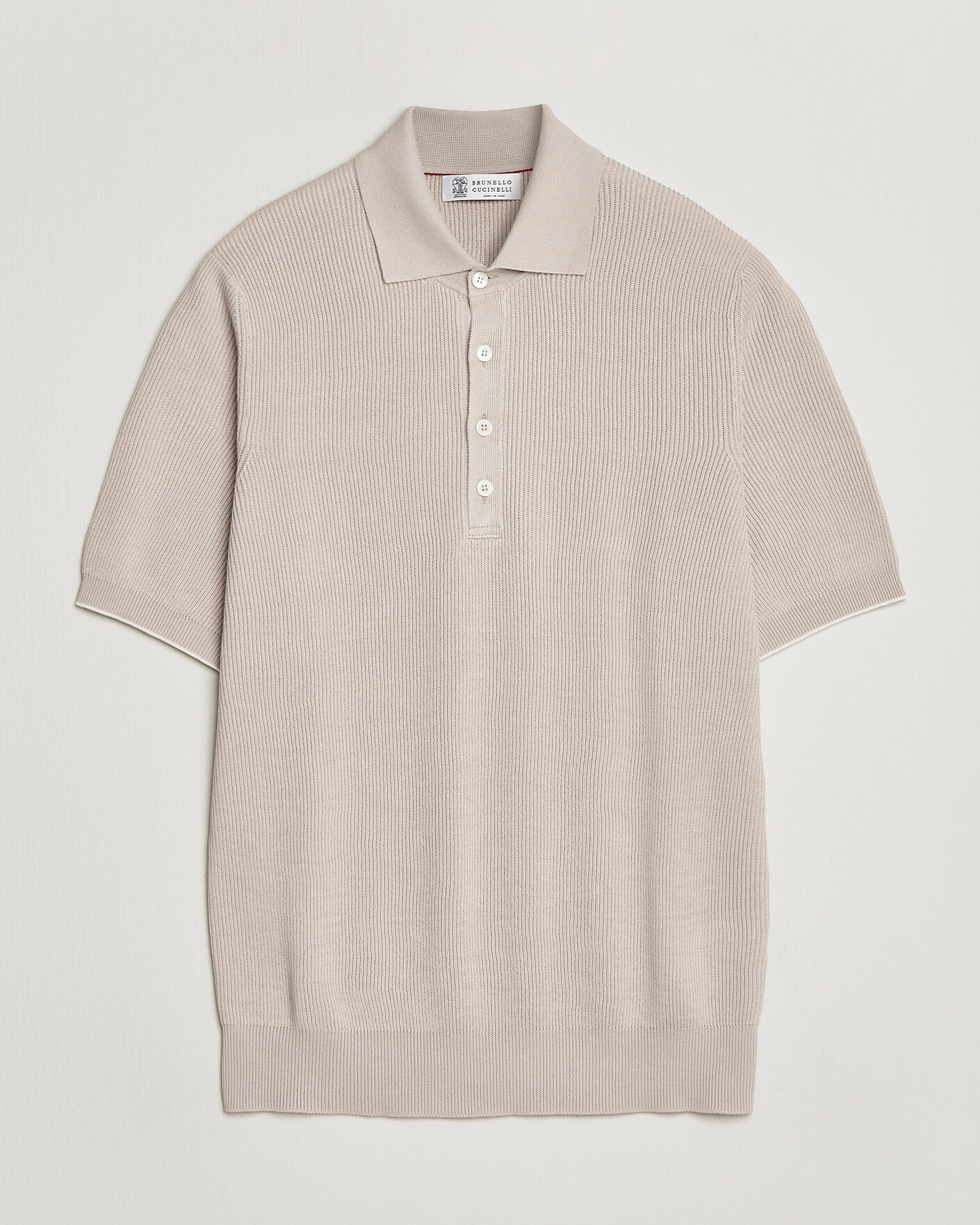Uomini | Polo | Brunello Cucinelli | Cotton Rib Knitted Polo Light Beige
