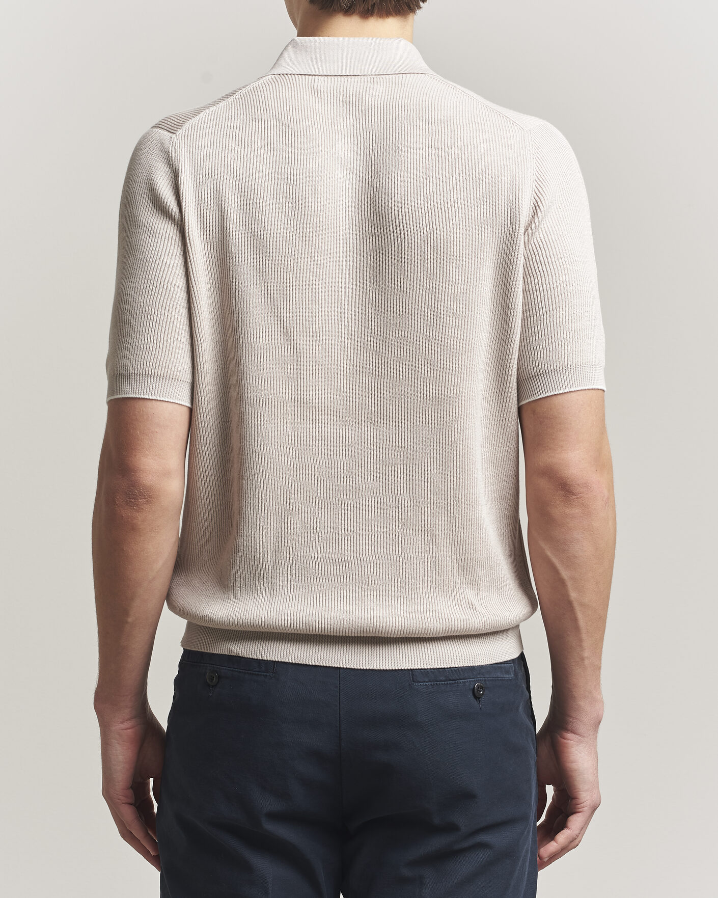 Uomini | Polo | Brunello Cucinelli | Cotton Rib Knitted Polo Light Beige