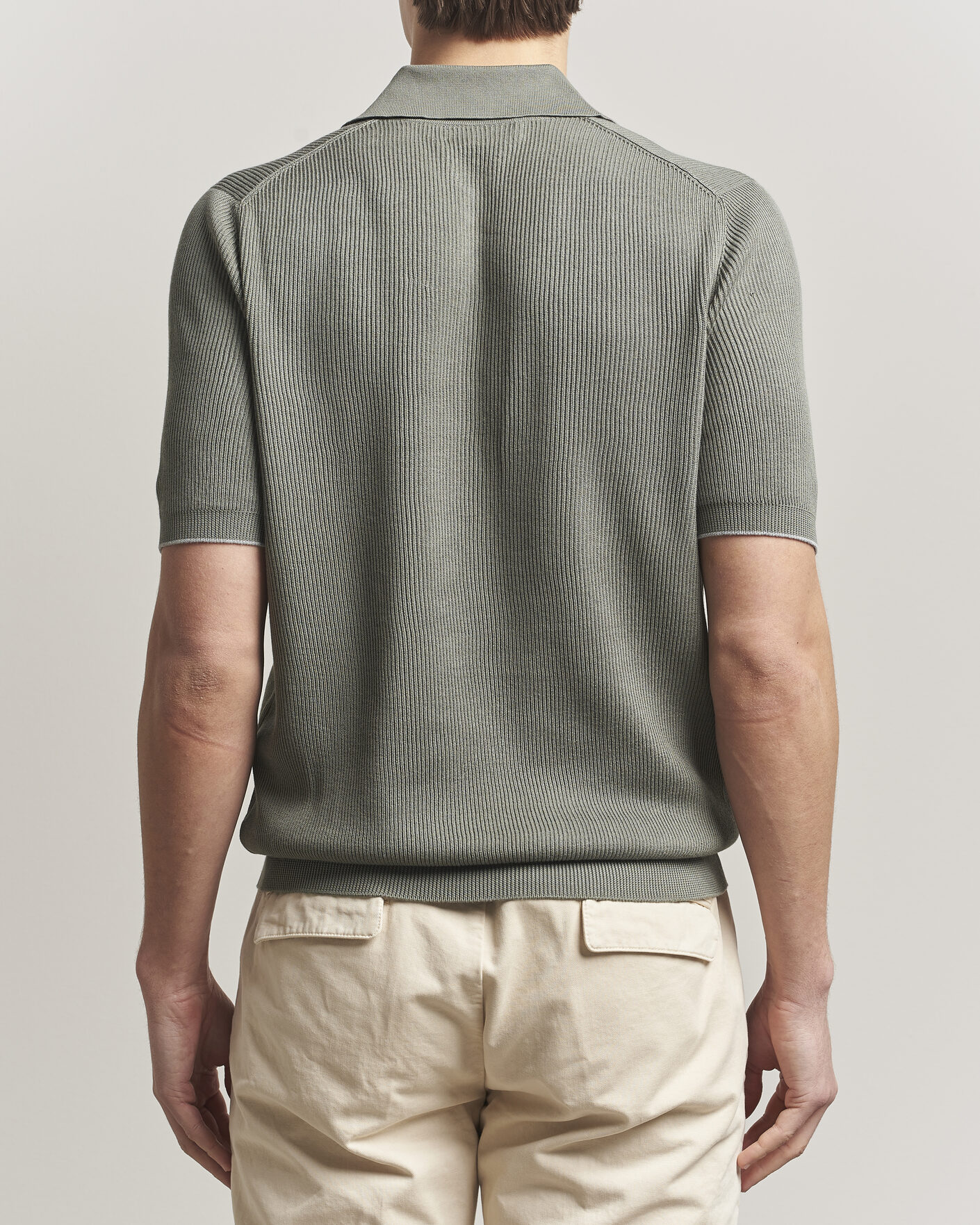 Uomini | Polo | Brunello Cucinelli | Cotton Rib Knitted Polo Olive
