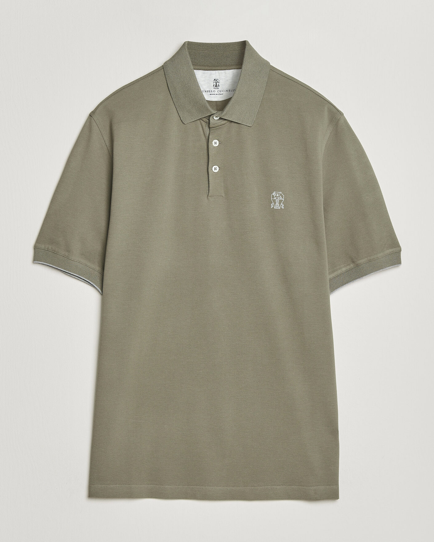 Uomini | Polo | Brunello Cucinelli | Short Sleeve Logo Polo Olive