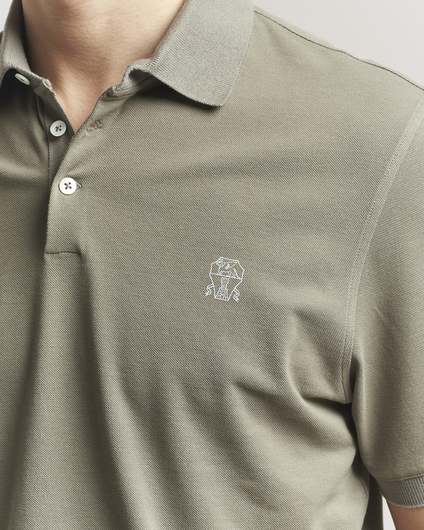 Uomini | Polo | Brunello Cucinelli | Short Sleeve Logo Polo Olive
