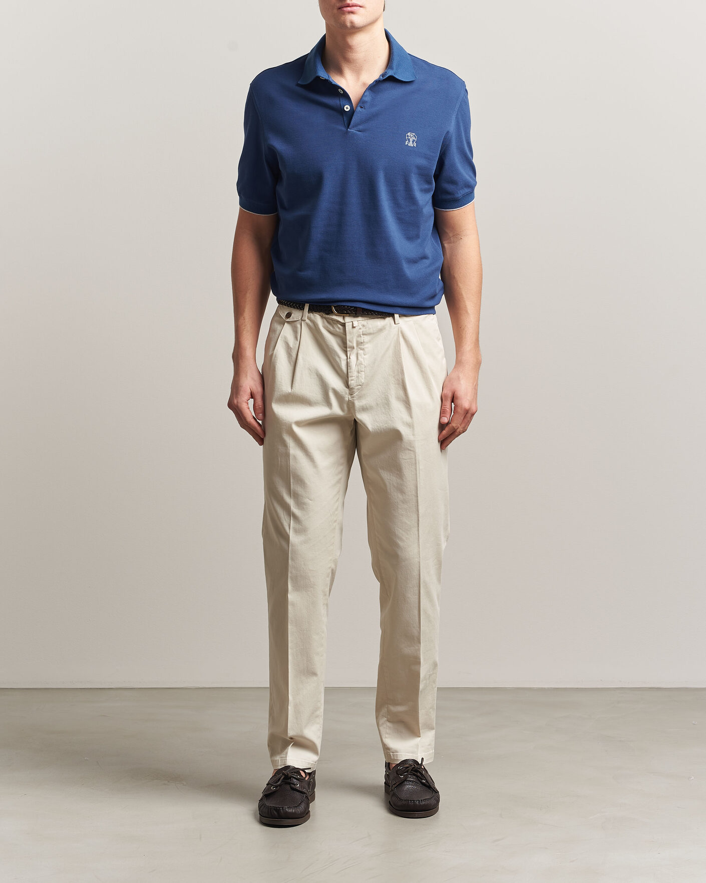 Uomini | Polo | Brunello Cucinelli | Short Sleeve Logo Polo Blue