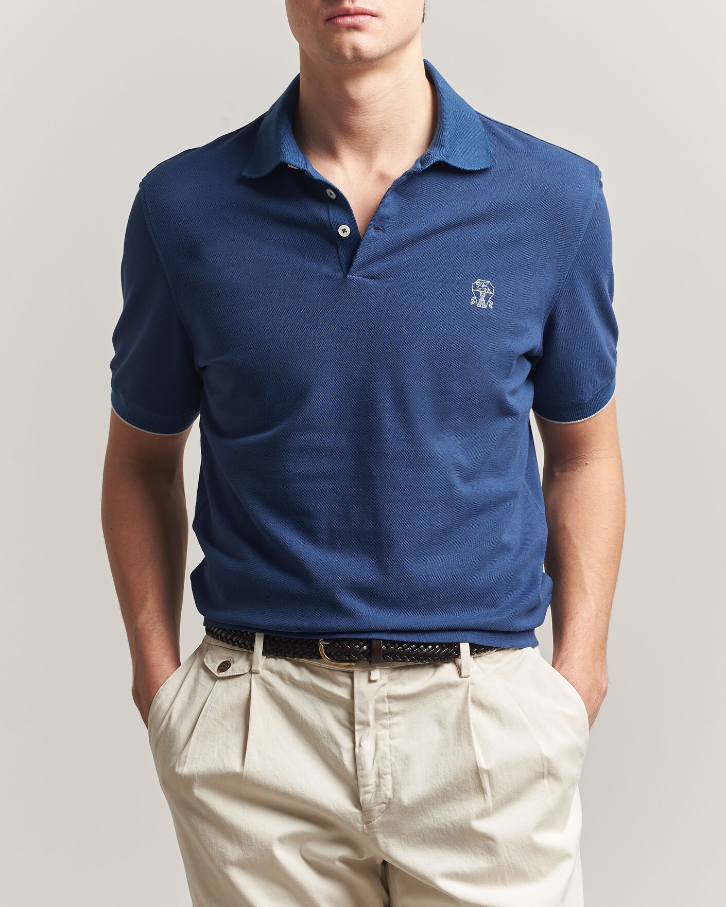 Uomini | Polo | Brunello Cucinelli | Short Sleeve Logo Polo Blue
