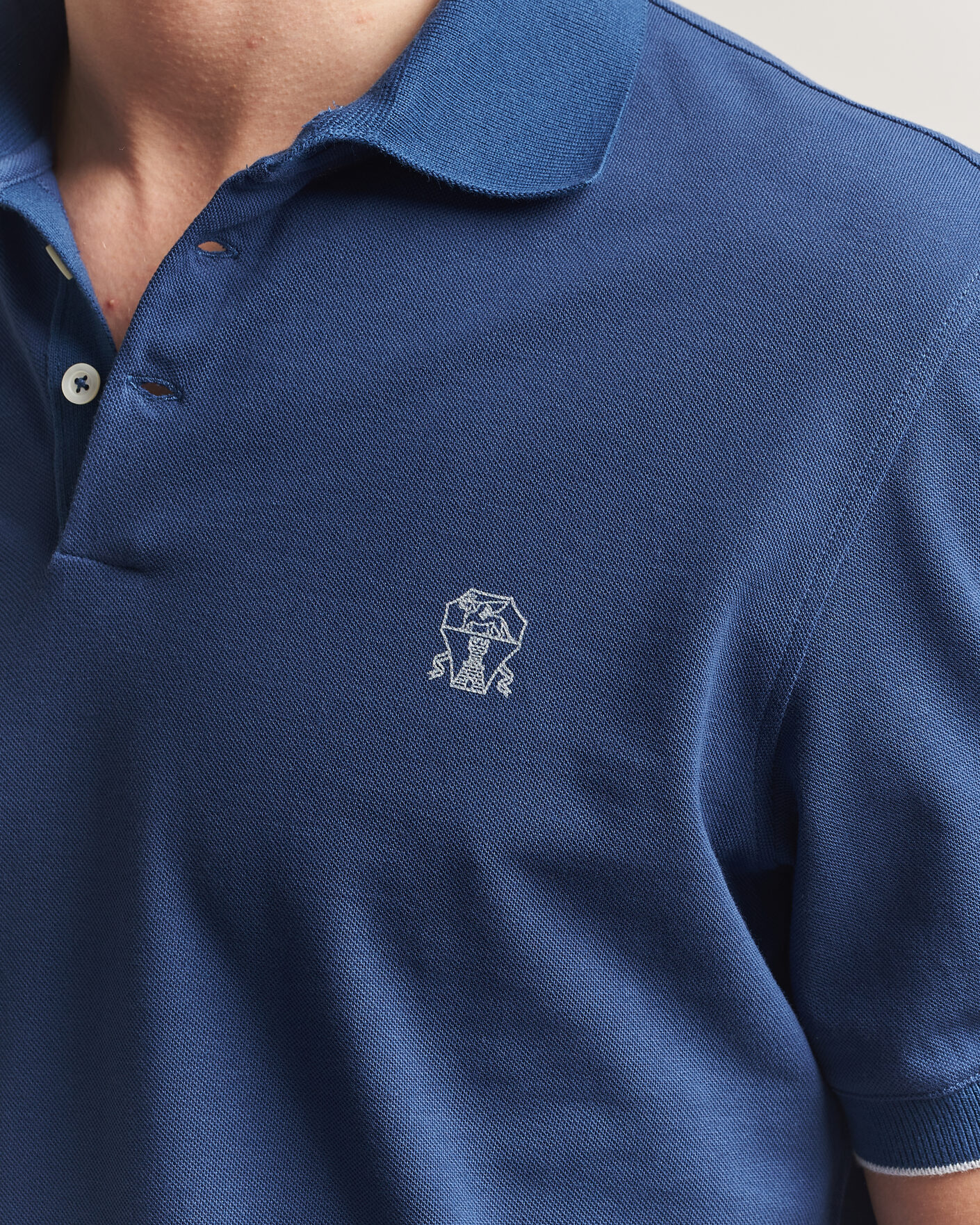 Uomini | Polo | Brunello Cucinelli | Short Sleeve Logo Polo Blue