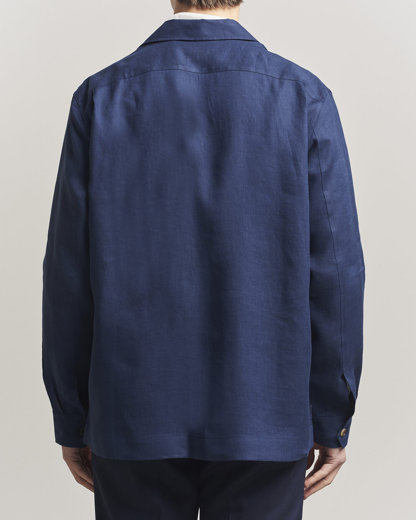 Uomini | Camicie | Brunello Cucinelli | Linen Shirt Jacket Navy