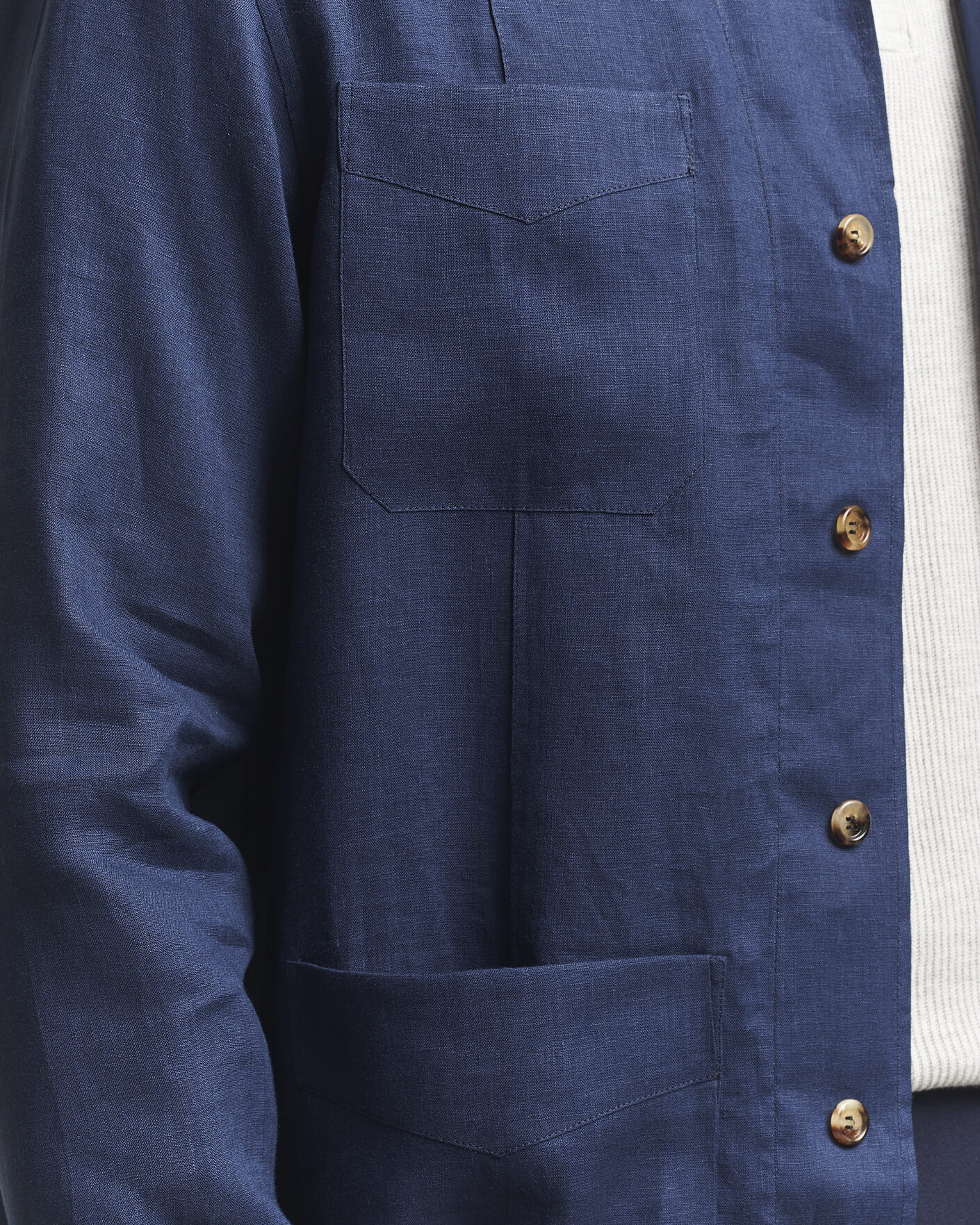 Uomini | Camicie | Brunello Cucinelli | Linen Shirt Jacket Navy