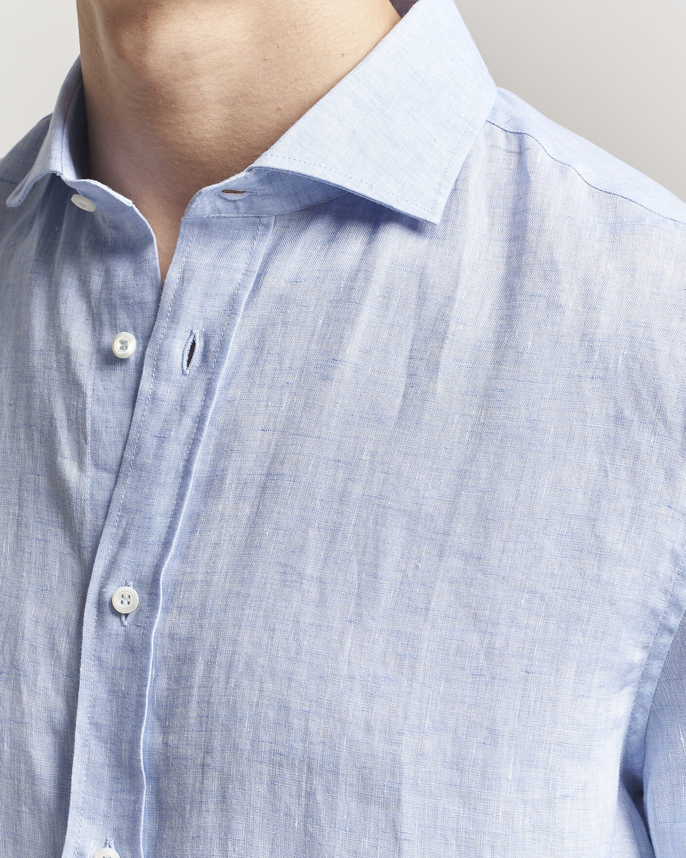 Uomini | Camicie | Brunello Cucinelli | Easy Fit Linen Shirt Light Blue