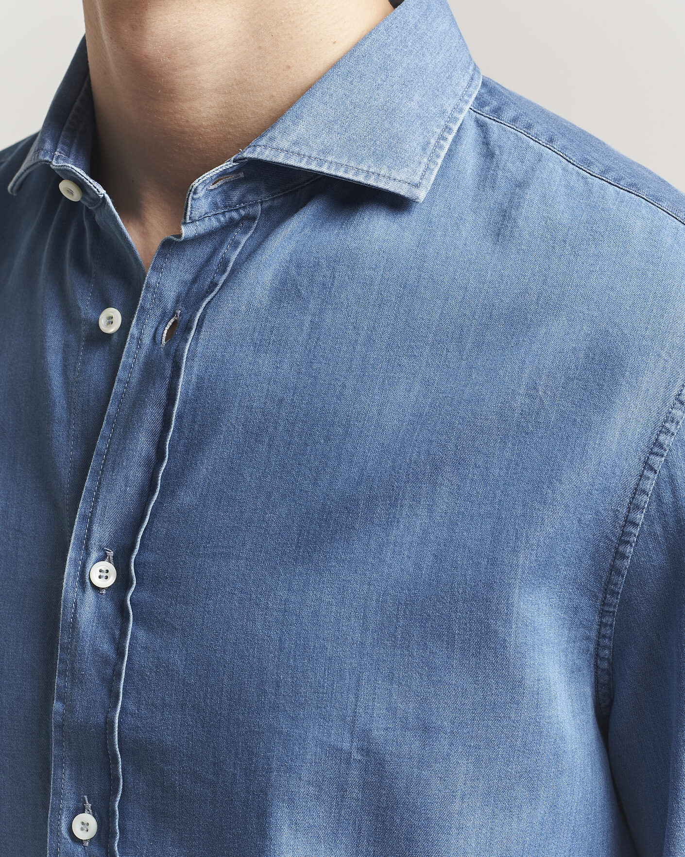 Uomini | Camicie | Brunello Cucinelli | Easy Fit Denim Shirt Medium Blue Wash