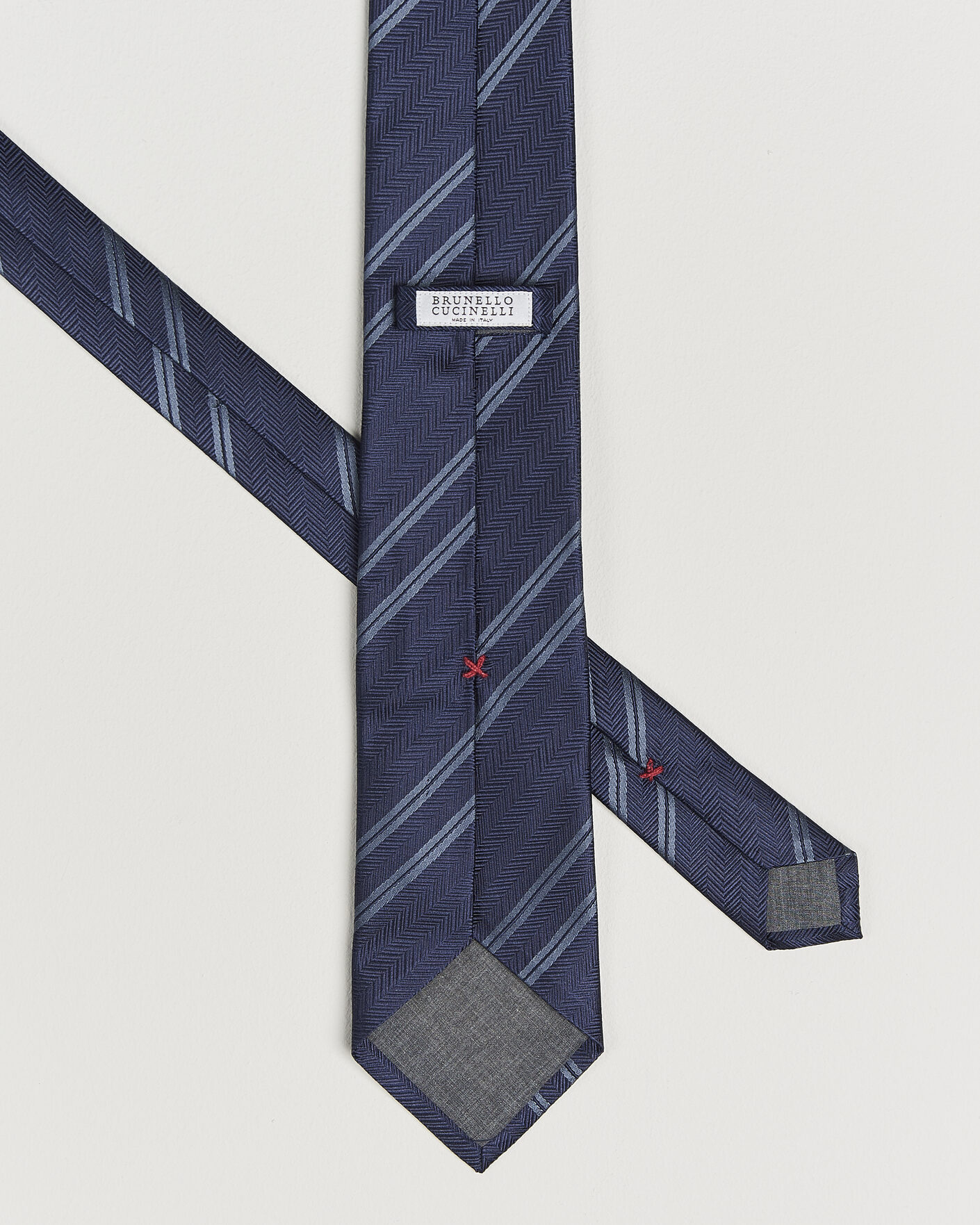 Uomini | Cravatte | Brunello Cucinelli | Regimental Stripe Silk Tie Navy