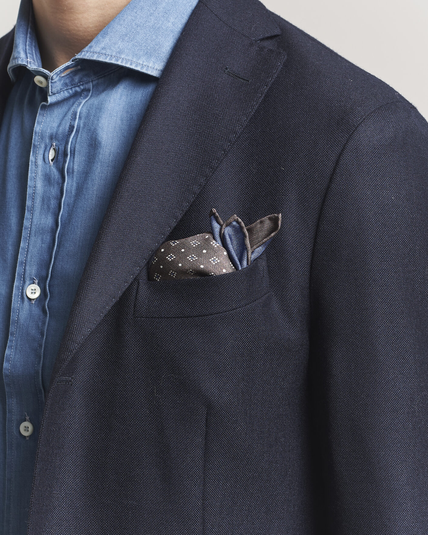 Uomini | Fazzoletti da taschino | Brunello Cucinelli | Printed Silk Pocket Square Brown