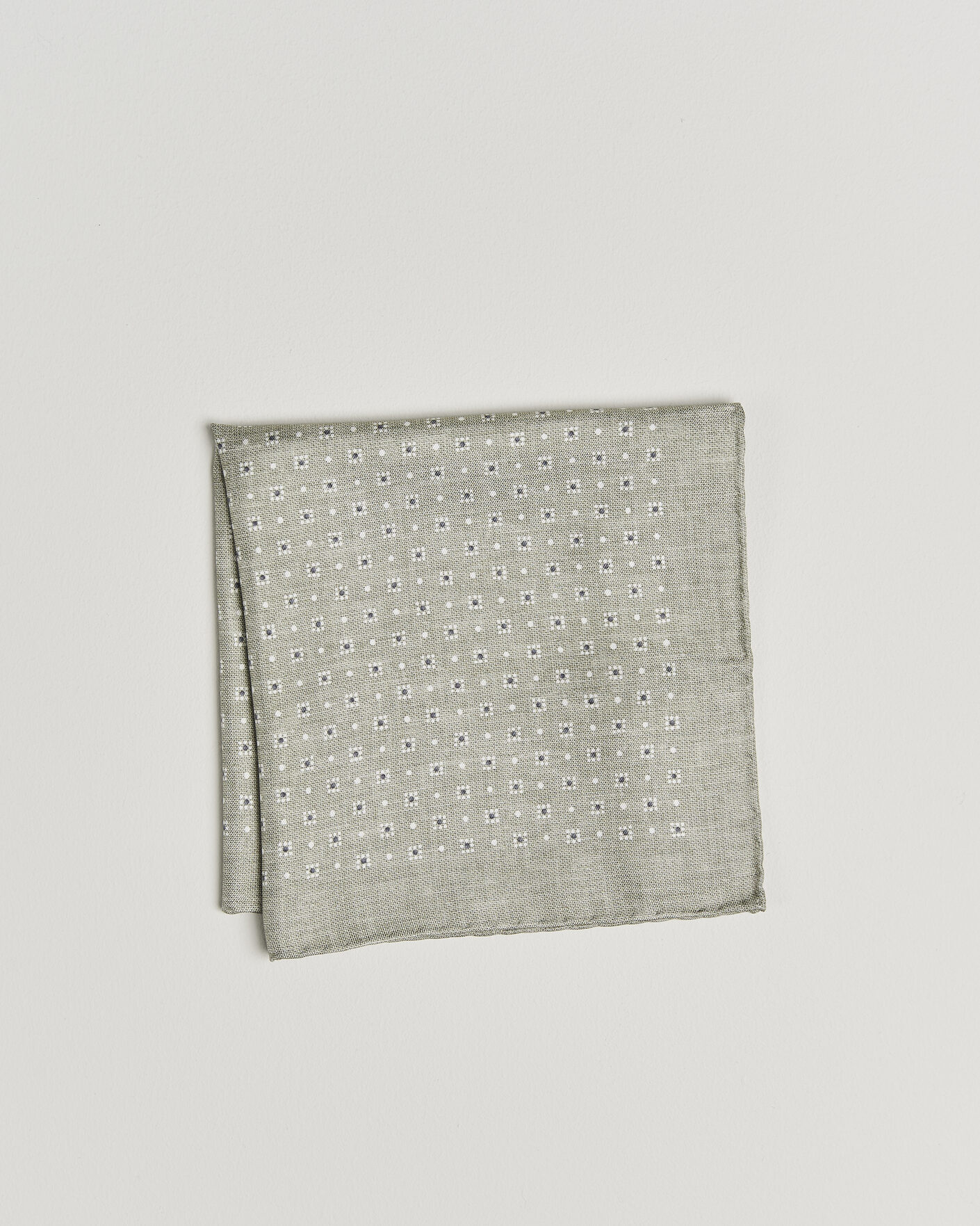 Uomini | Fazzoletti da taschino | Brunello Cucinelli | Printed Silk Pocket Square Olive