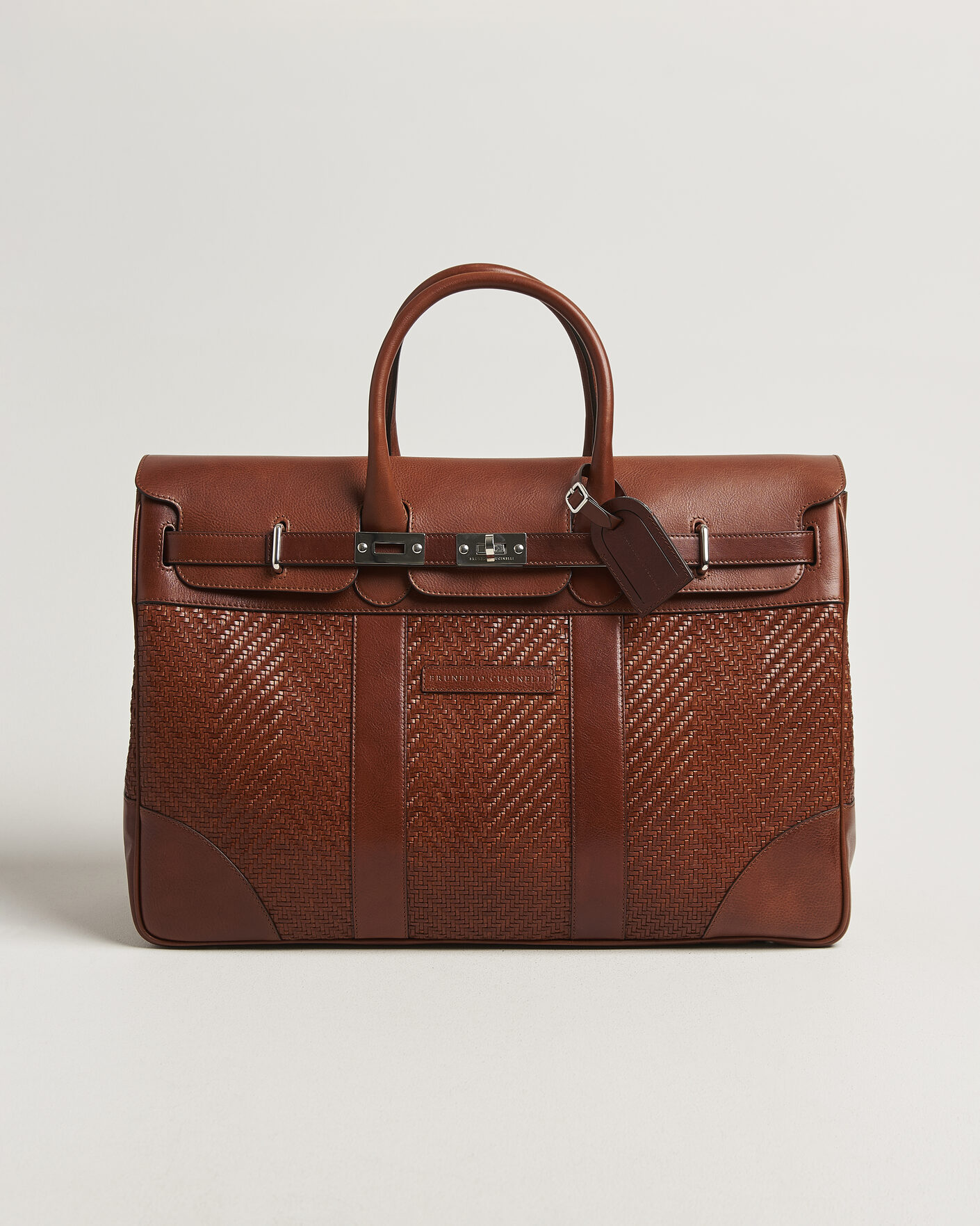 Uomini | Borse | Brunello Cucinelli | Woven Leather Duffle Bag Burnished Calf
