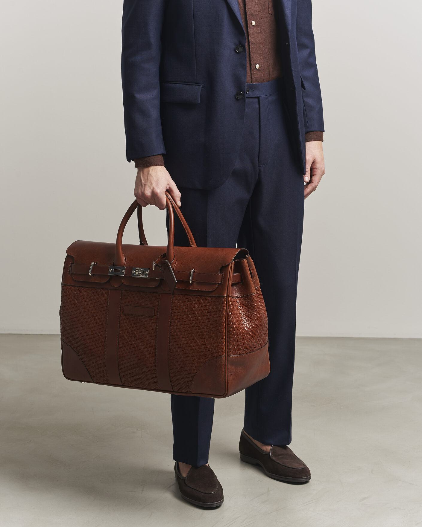 Uomini | Borse | Brunello Cucinelli | Woven Leather Duffle Bag Burnished Calf