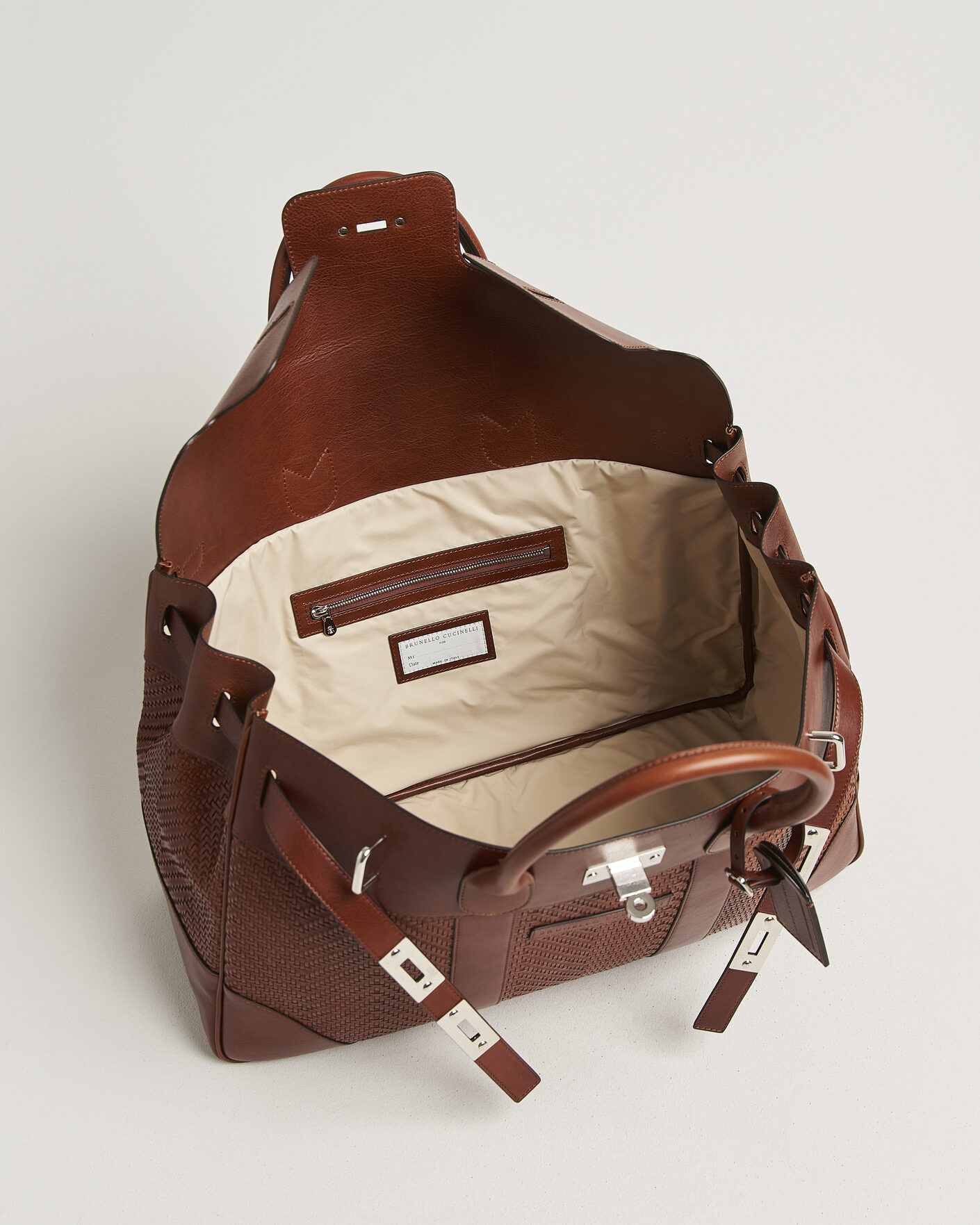 Uomini | Borse | Brunello Cucinelli | Woven Leather Duffle Bag Burnished Calf