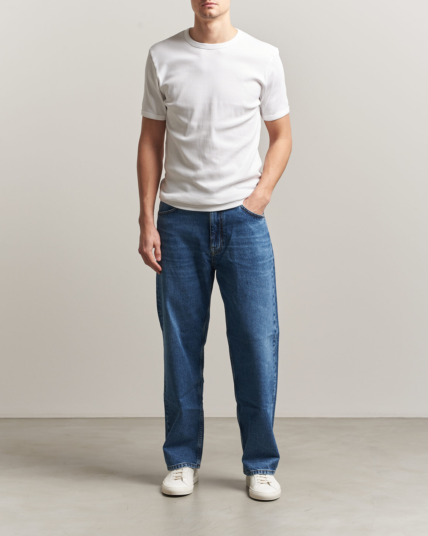 Uomini | T-shirt | Bread & Boxers | Ribbed Crew Neck T-Shirt White
