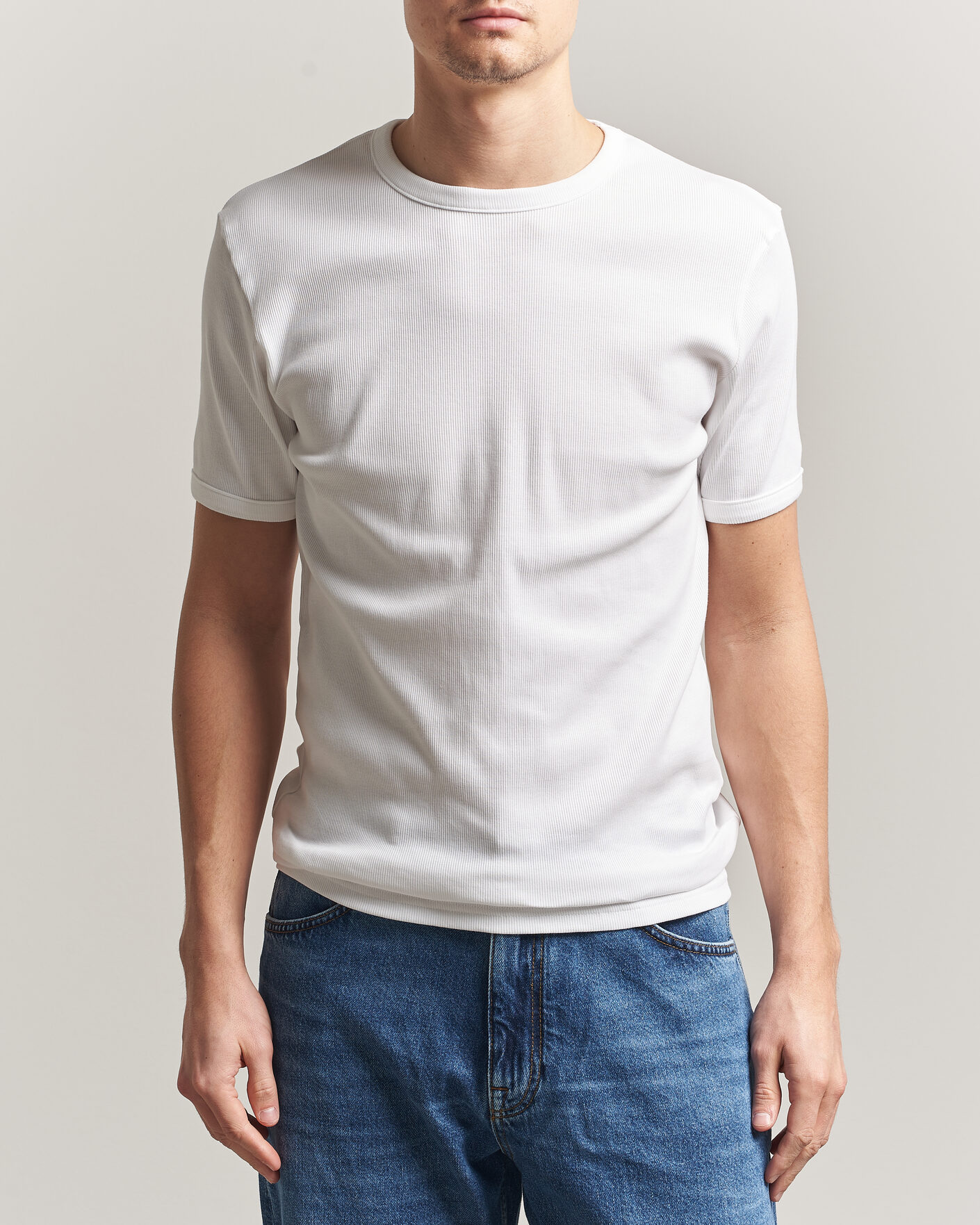 Uomini | T-shirt | Bread & Boxers | Ribbed Crew Neck T-Shirt White