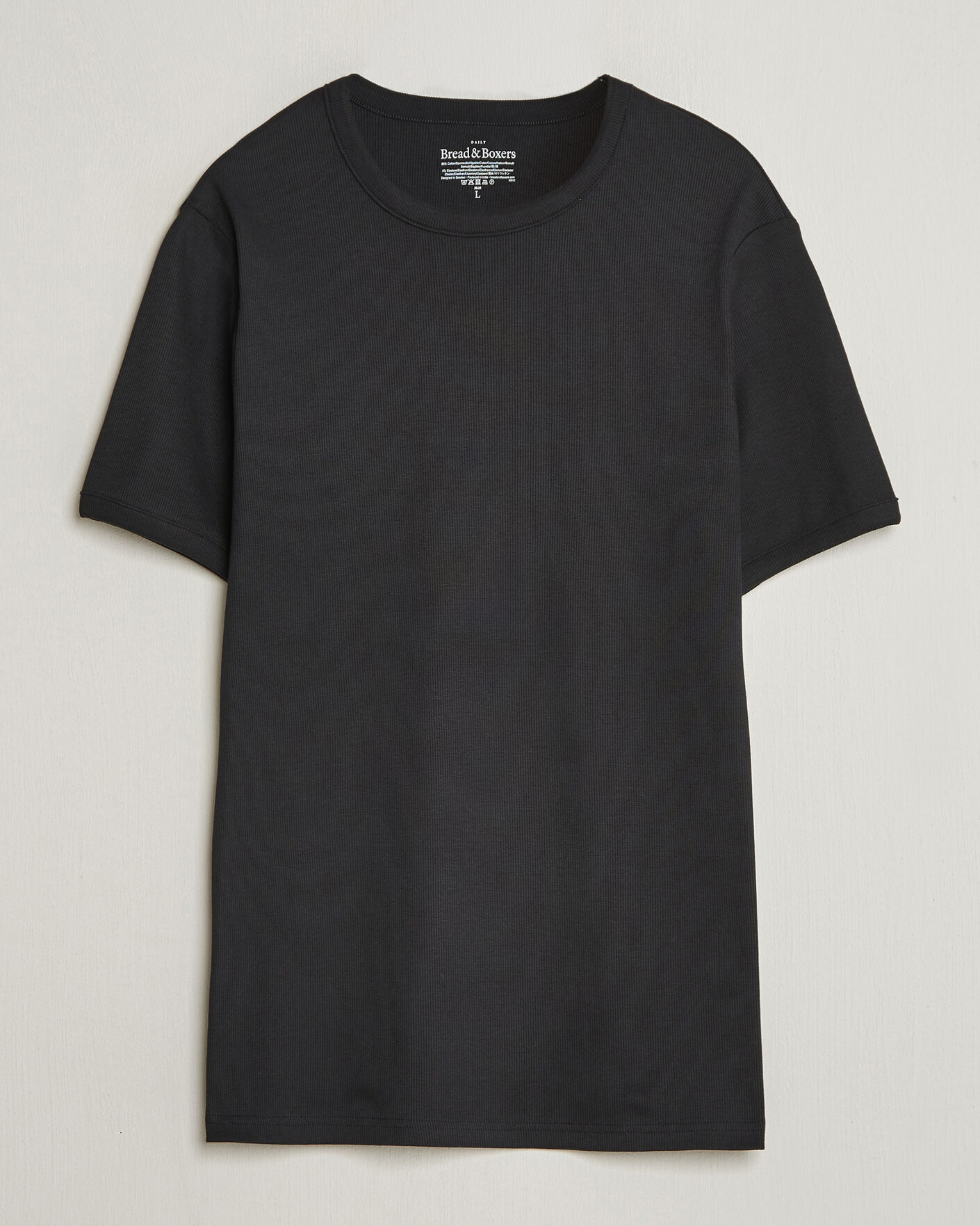 Uomini | T-shirt | Bread & Boxers | Ribbed Crew Neck T-Shirt Black