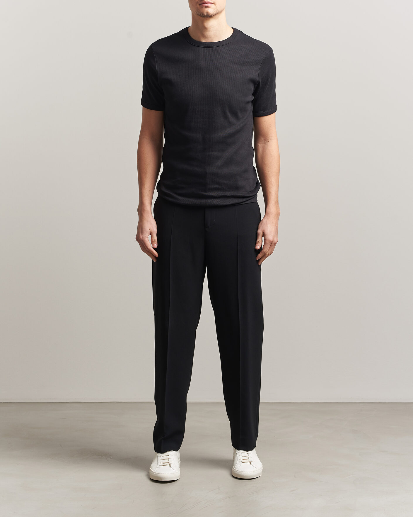 Uomini | T-shirt | Bread & Boxers | Ribbed Crew Neck T-Shirt Black