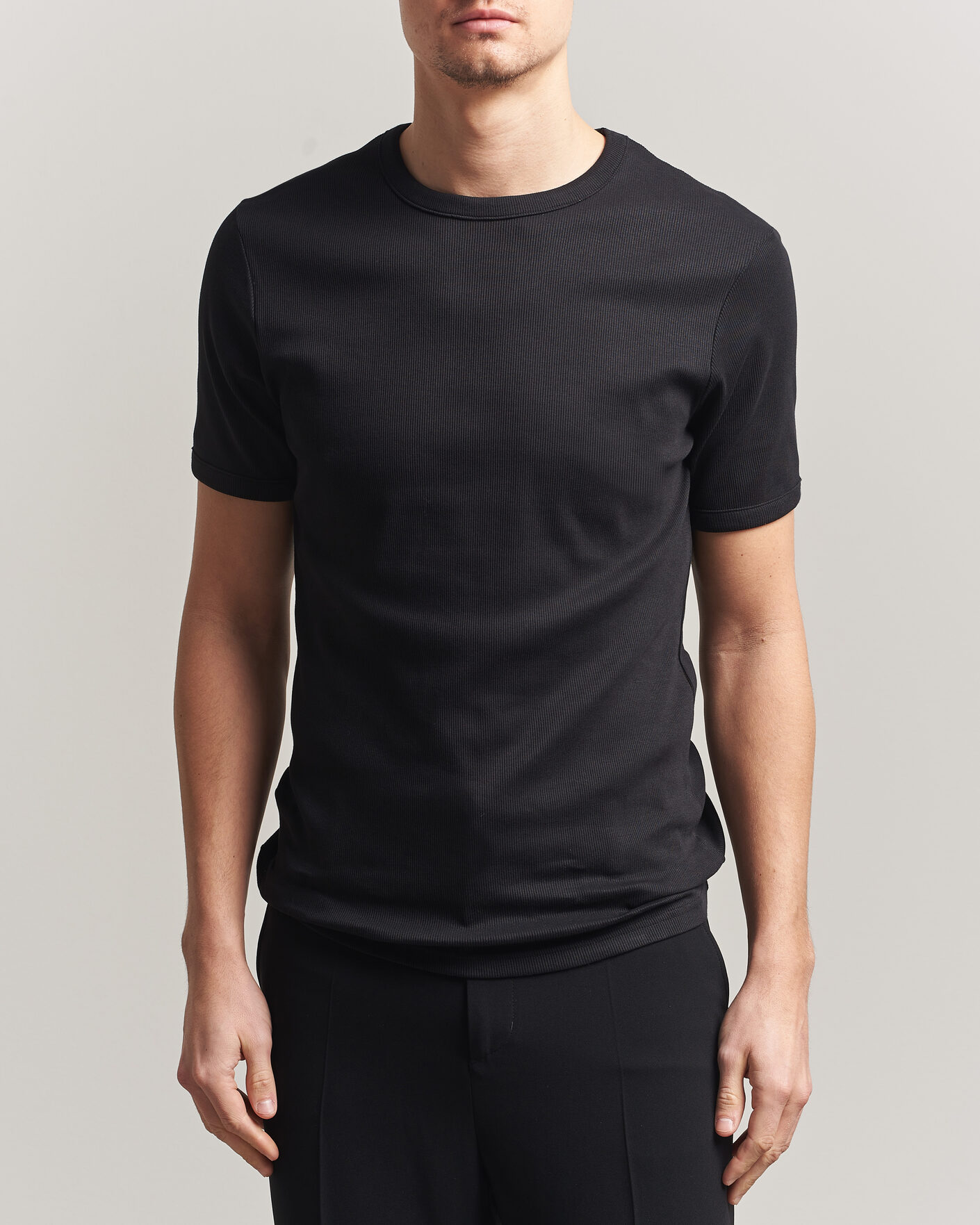 Uomini | T-shirt | Bread & Boxers | Ribbed Crew Neck T-Shirt Black