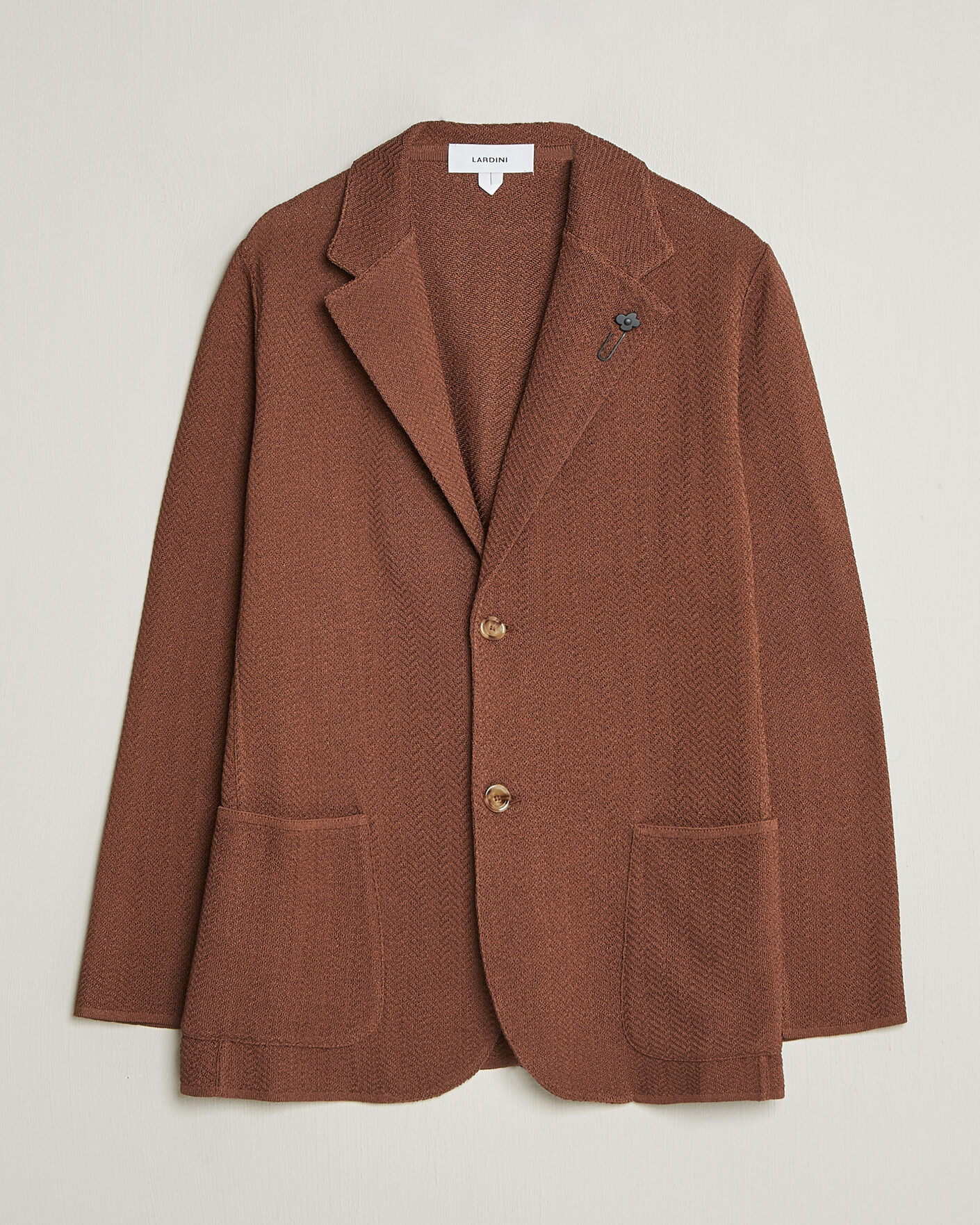 Uomini | Blazers | Lardini | Structured Cotton/Viscose Knit Jacket Brown