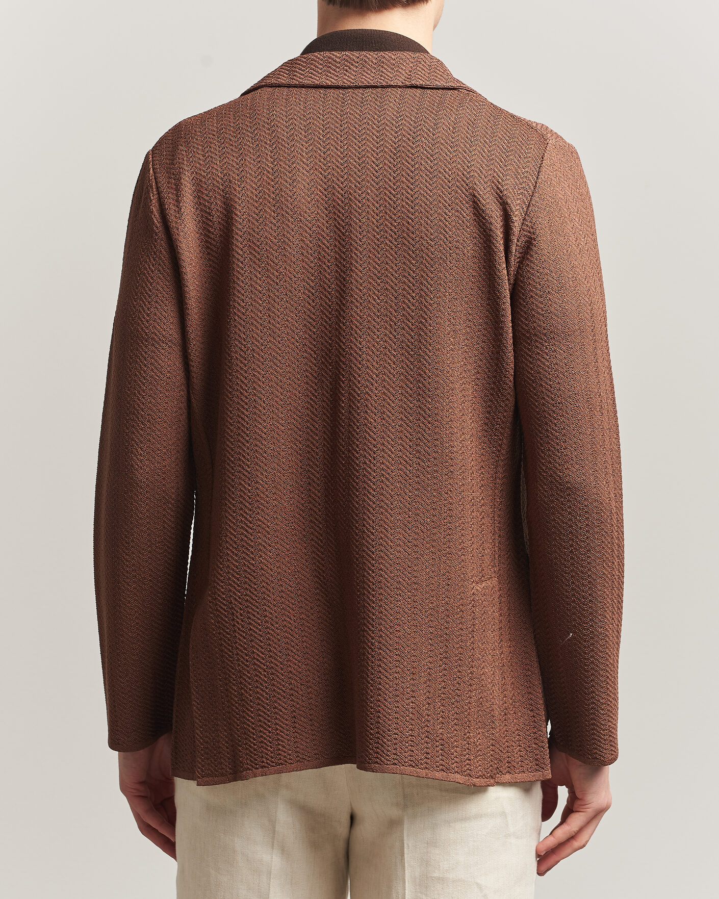 Uomini | Blazers | Lardini | Structured Cotton/Viscose Knit Jacket Brown