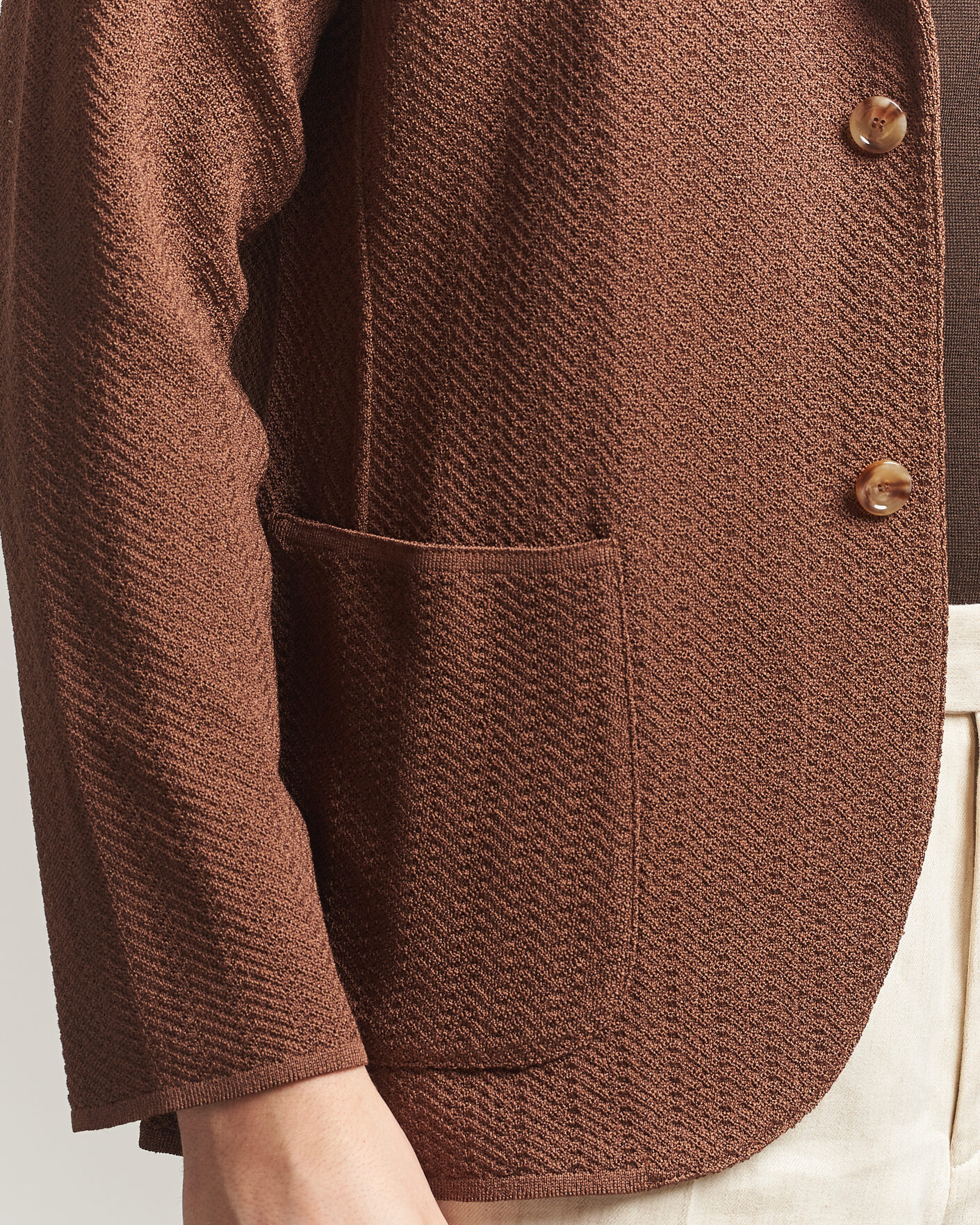 Uomini | Blazers | Lardini | Structured Cotton/Viscose Knit Jacket Brown