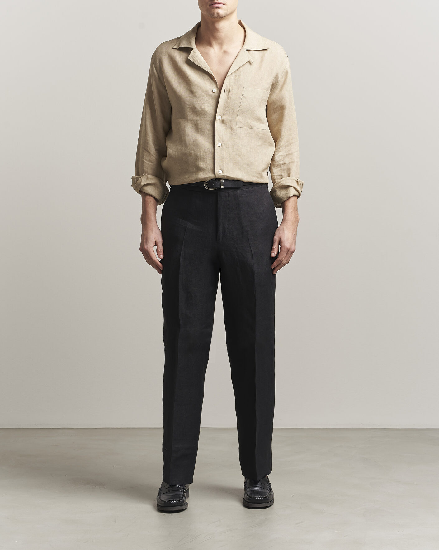 Uomini | Camicie | Lardini | Paul Linen Resort Shirt Beige