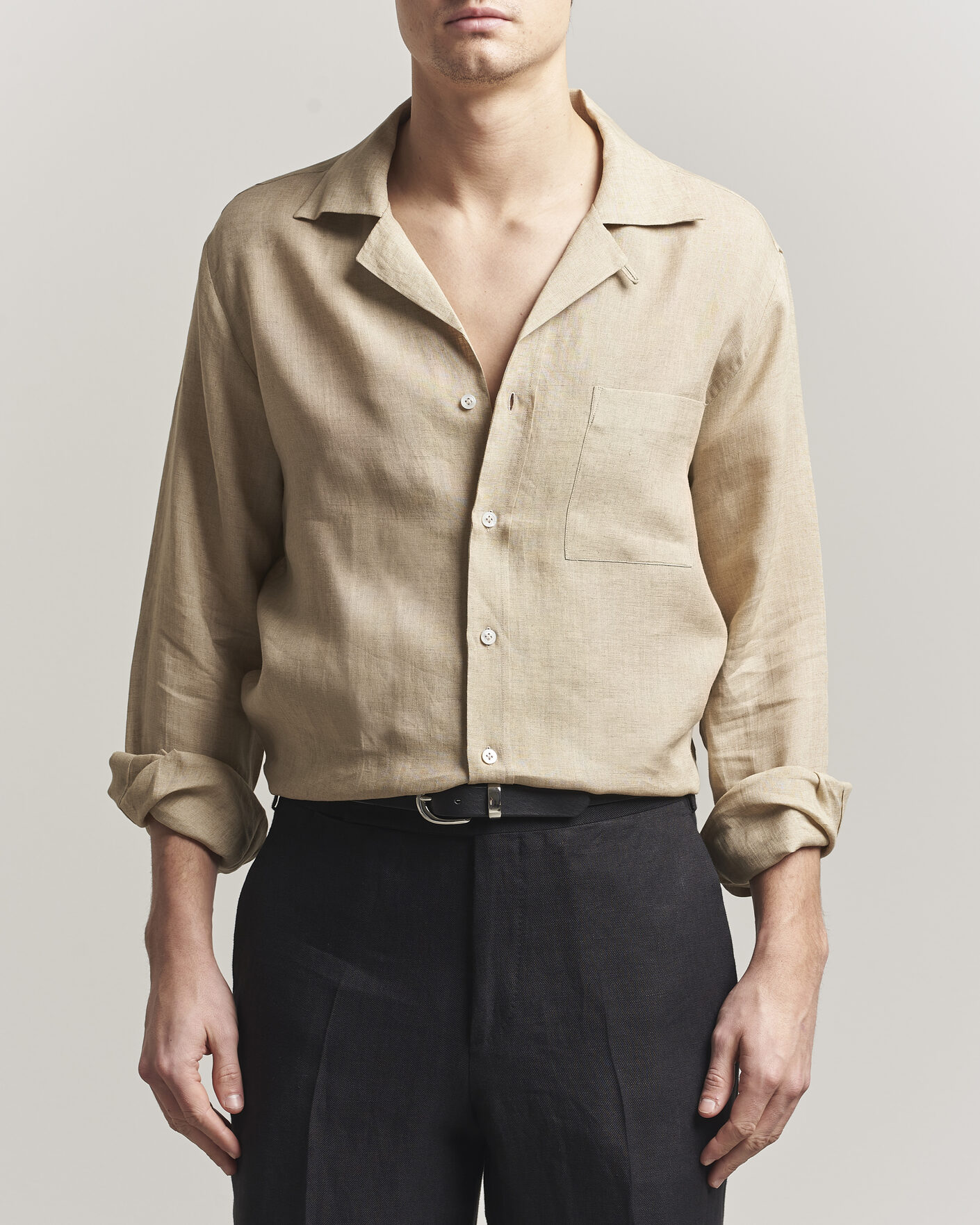 Uomini | Camicie | Lardini | Paul Linen Resort Shirt Beige