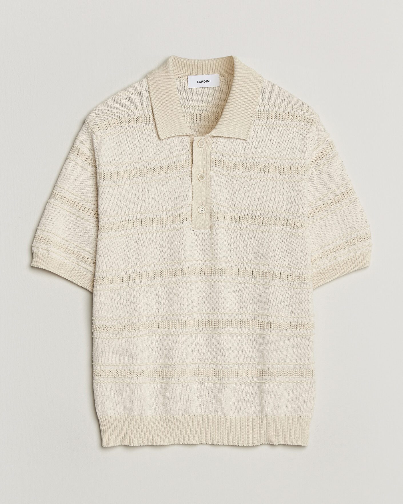 Uomini | Polo | Lardini | Strcture Knitted Organic/Recycled Cotton Polo White