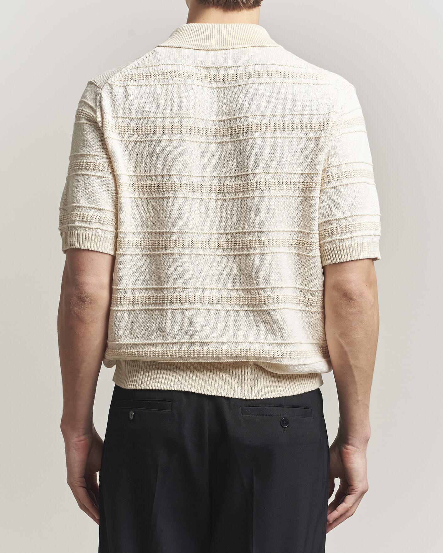Uomini | Polo | Lardini | Strcture Knitted Organic/Recycled Cotton Polo White