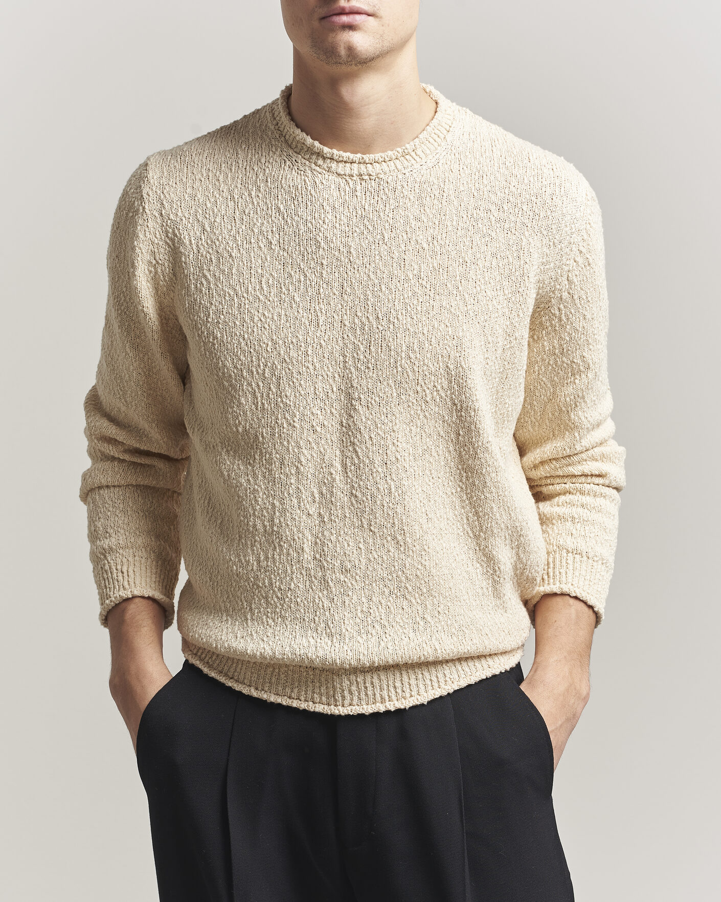 Uomini | Maglieria | Lardini | Organic Cotton Crew Neck Natural