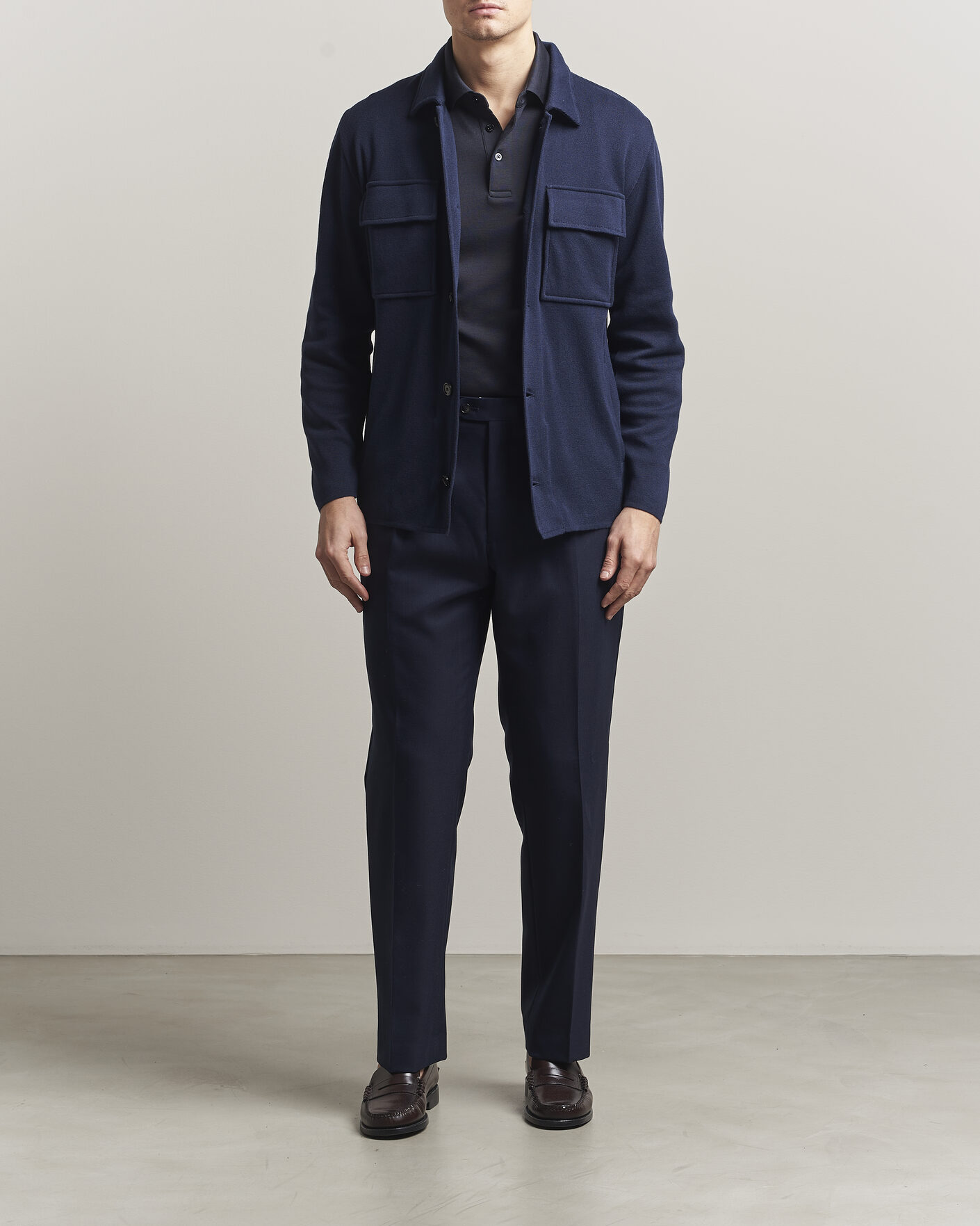 Uomini | Giacche | Lardini | Knitted Cotton Pocket Shirt Jacket Navy